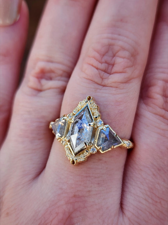 Art Deco Odette with Rose Cut Natural Diamonds 14k Yellow Gold image 10