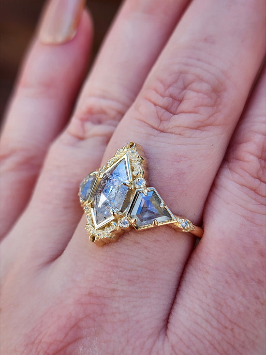 Art Deco Odette with Rose Cut Natural Diamonds 14k Yellow Gold image 11