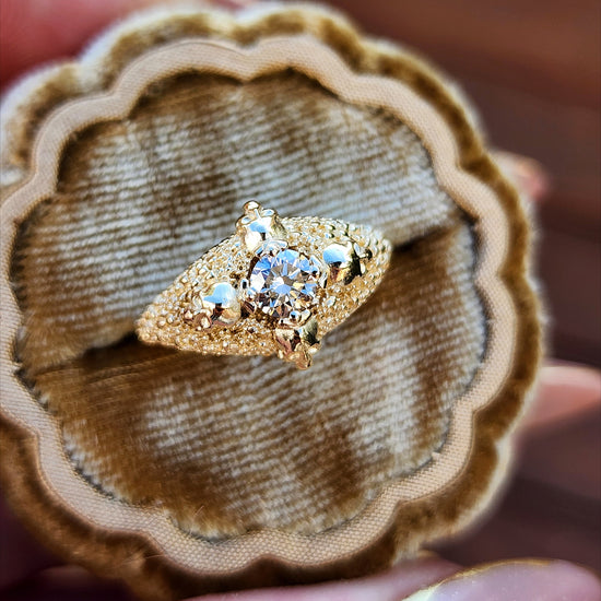 Catacomb 4 Skull Champagne Diamond Solitaire Gothic Engagement Ring 14k Yellow Gold image 4