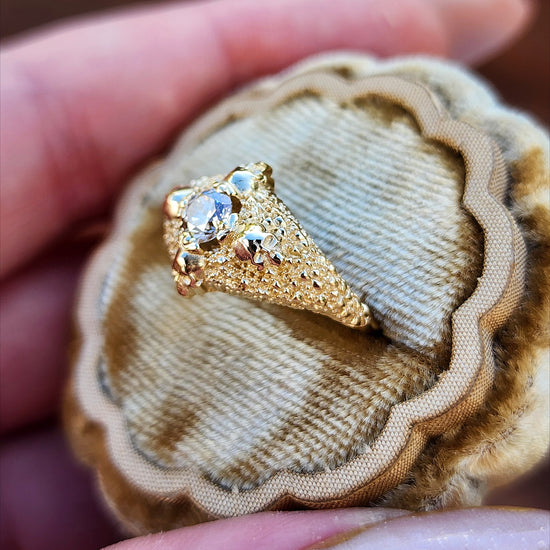 Catacomb 4 Skull Champagne Diamond Solitaire Gothic Engagement Ring 14k Yellow Gold image 9