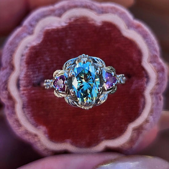 Dream Garden leaf trillion nature engagement ring prong set fantasy fairytale engagement right hand ring image 4