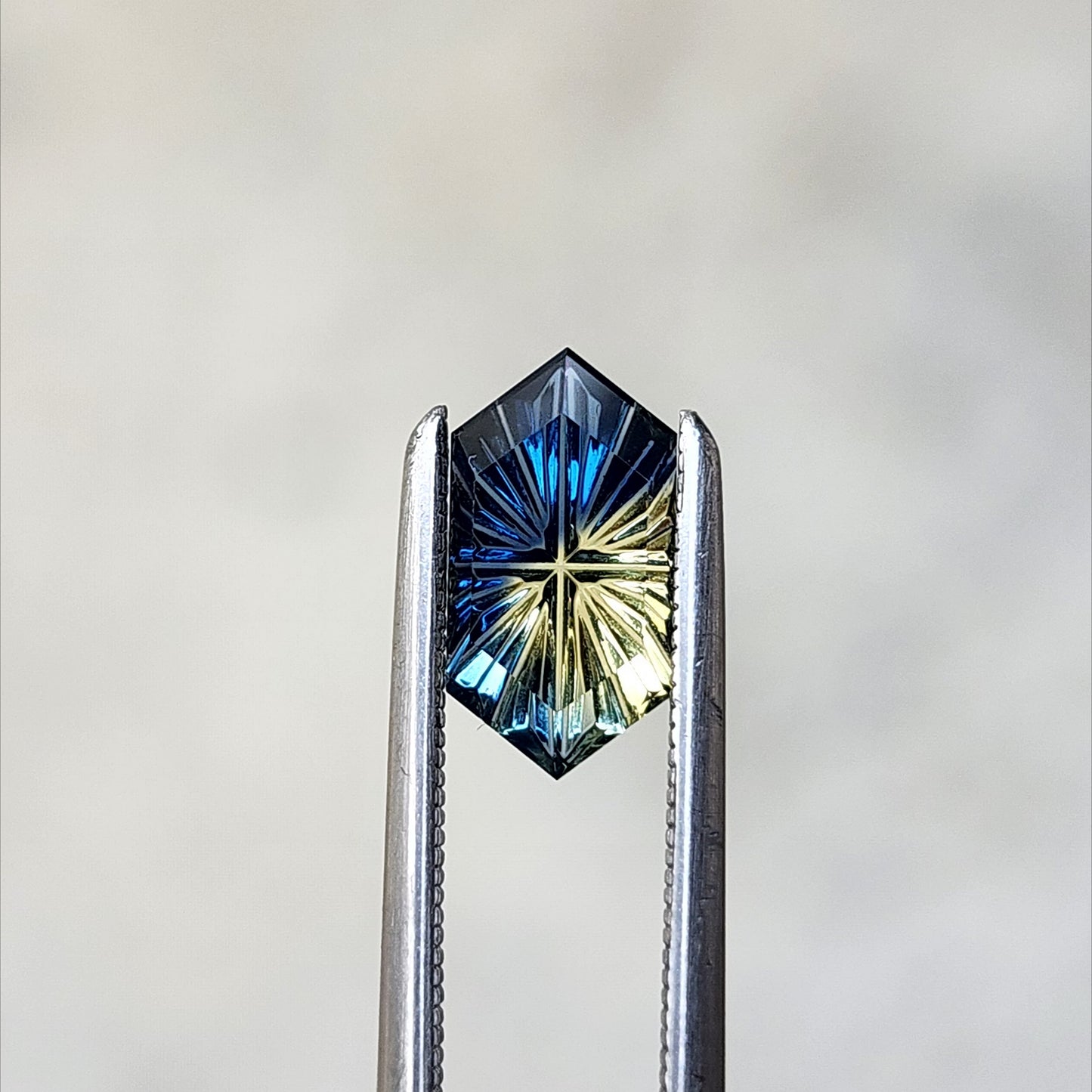 .73ct Natural Fantasy Parti Australian Sapphire Elongated Hexagon Duchess