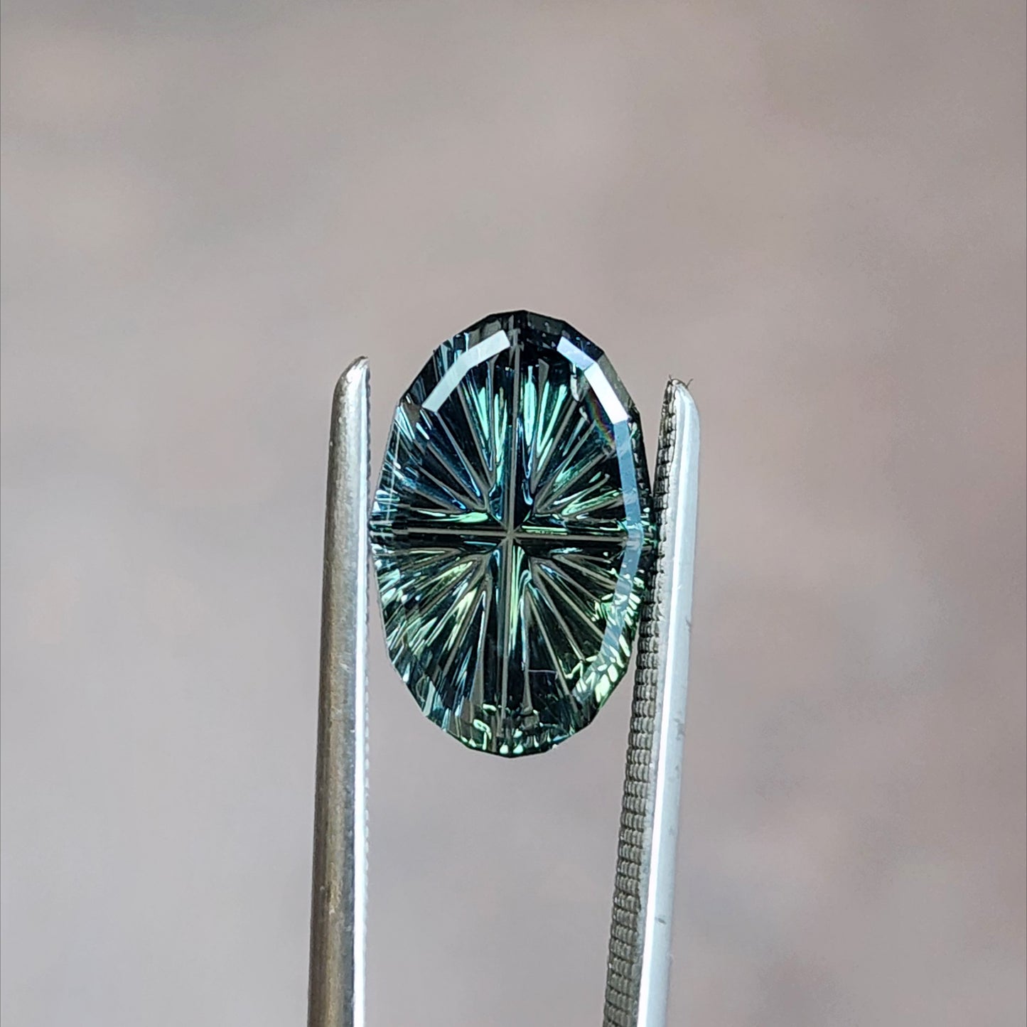 2.74ct Color Shift Blue Green Sapphire Oval Fantasy Cut by Brett Kosnar 