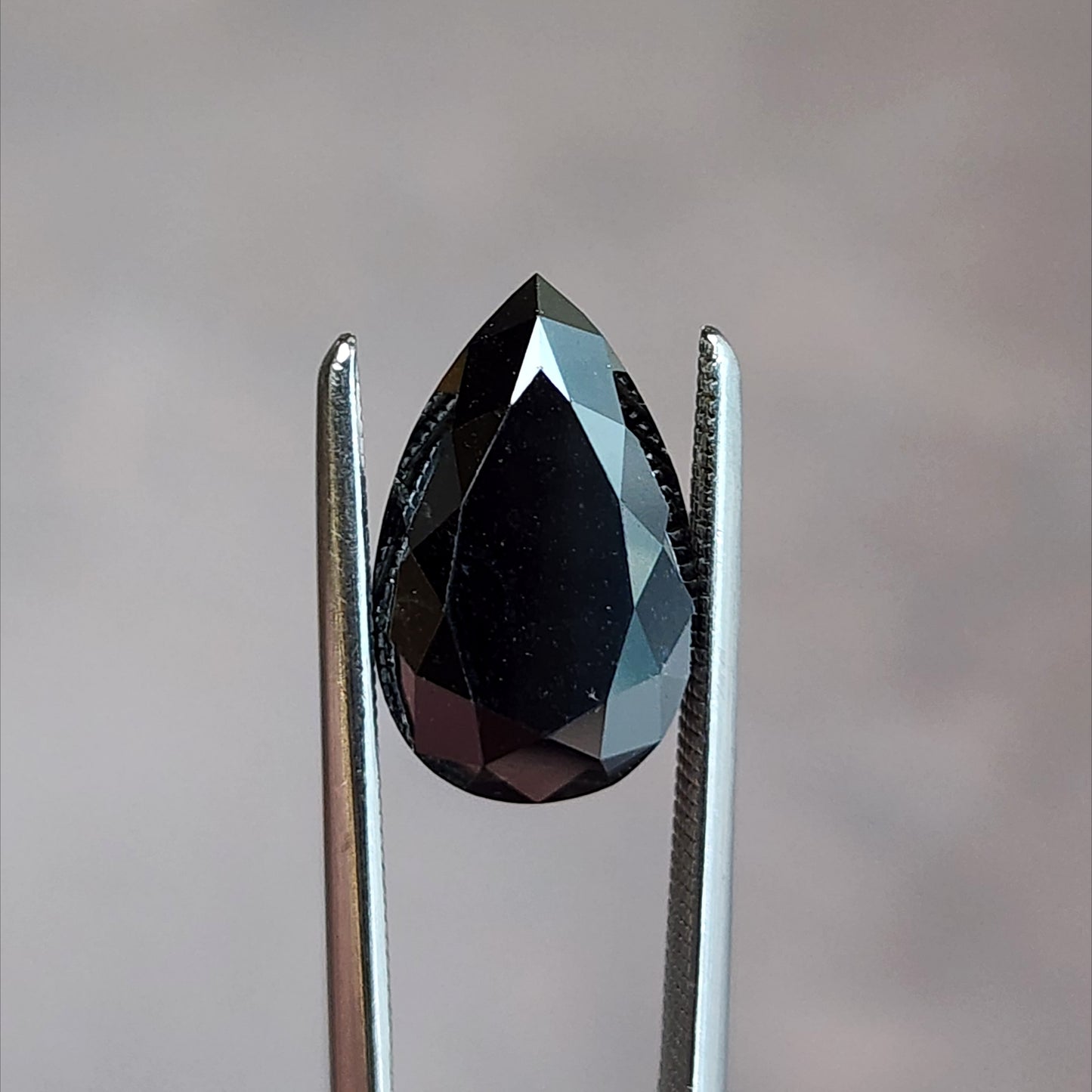 2.63ct Faceted Pear Black Diamond