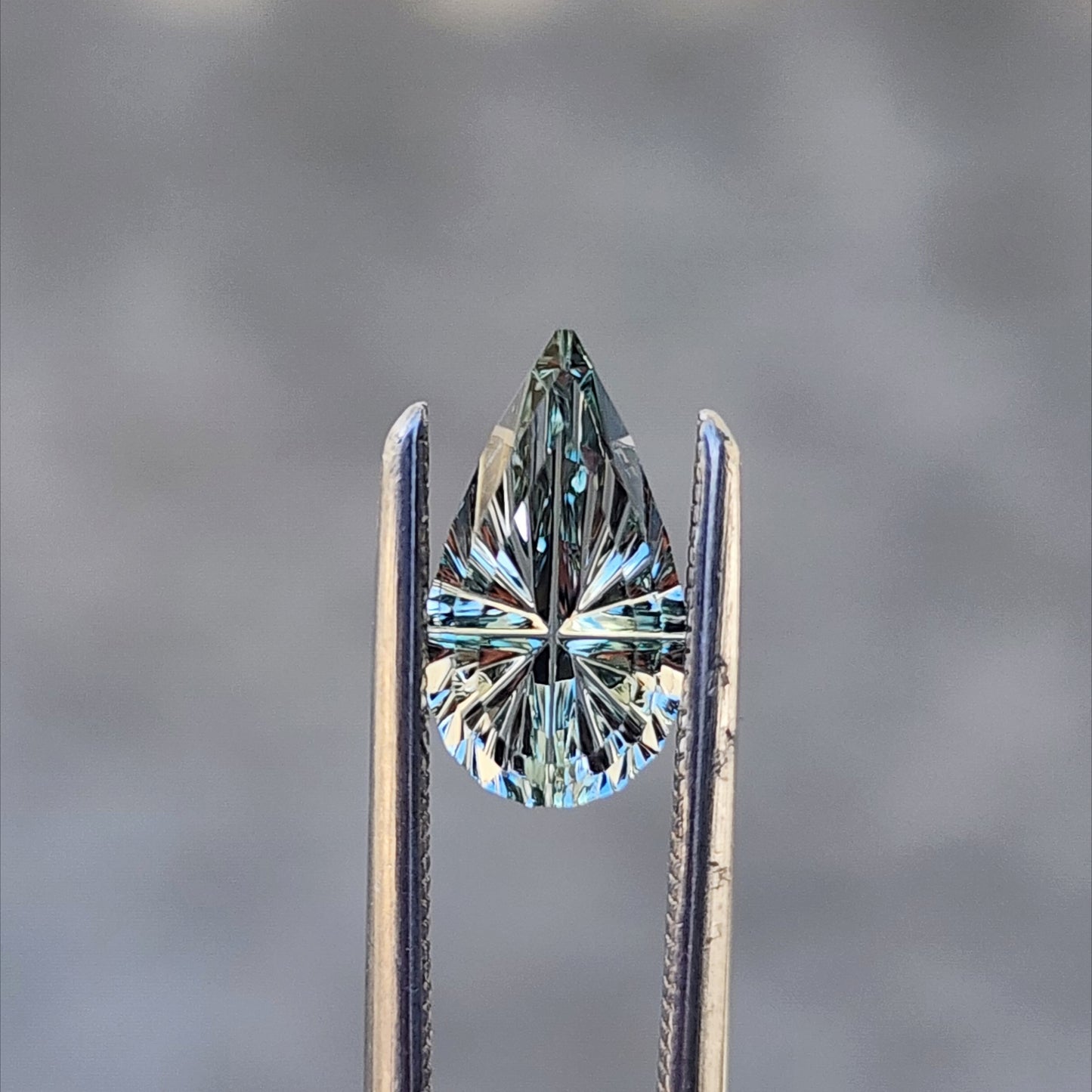 1.22ct Light Green Montana Sapphire Pear Starbrite cut by John Dyer