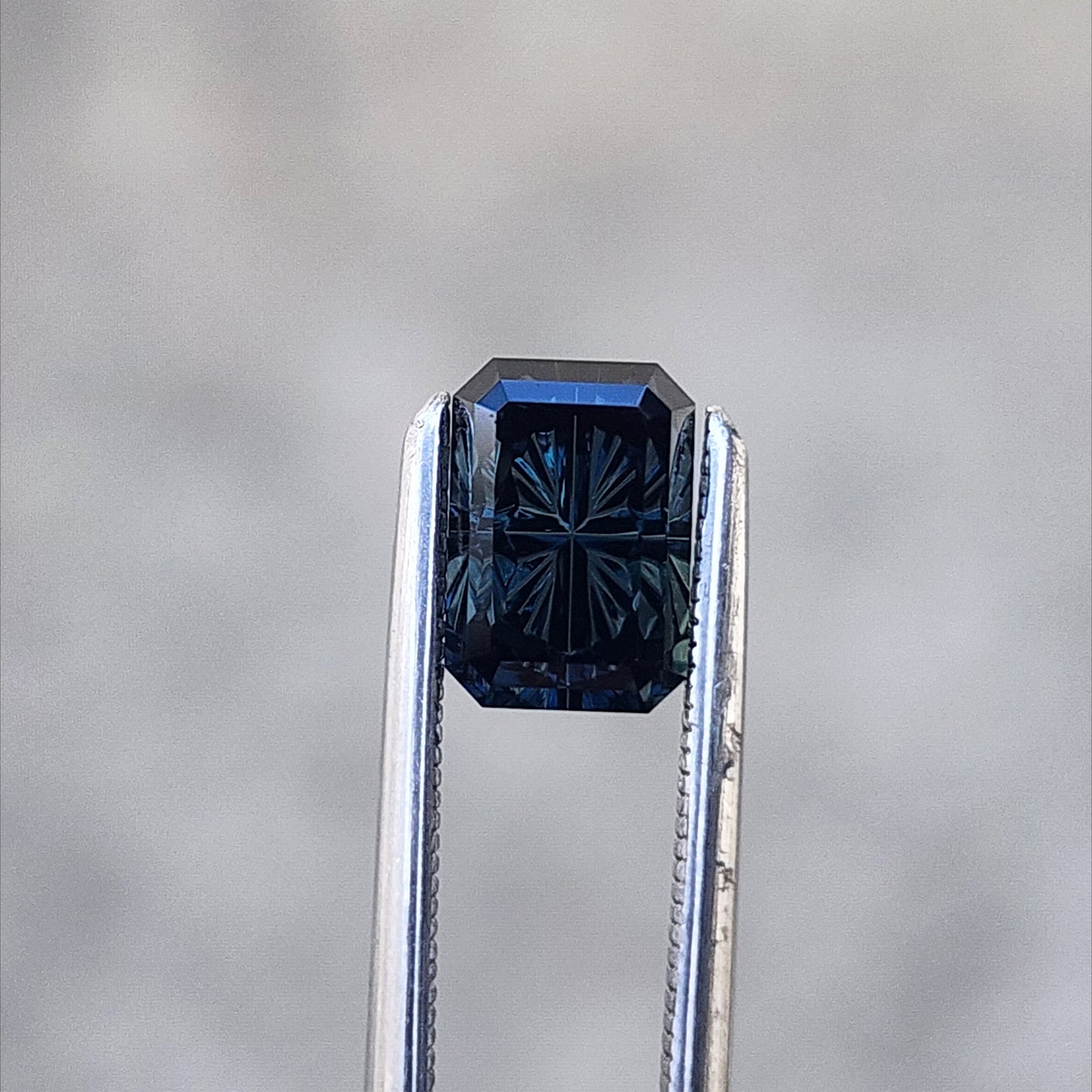 1.27ct Dark Teal Australian Sapphire Rectangle Starbrite by John Dyer