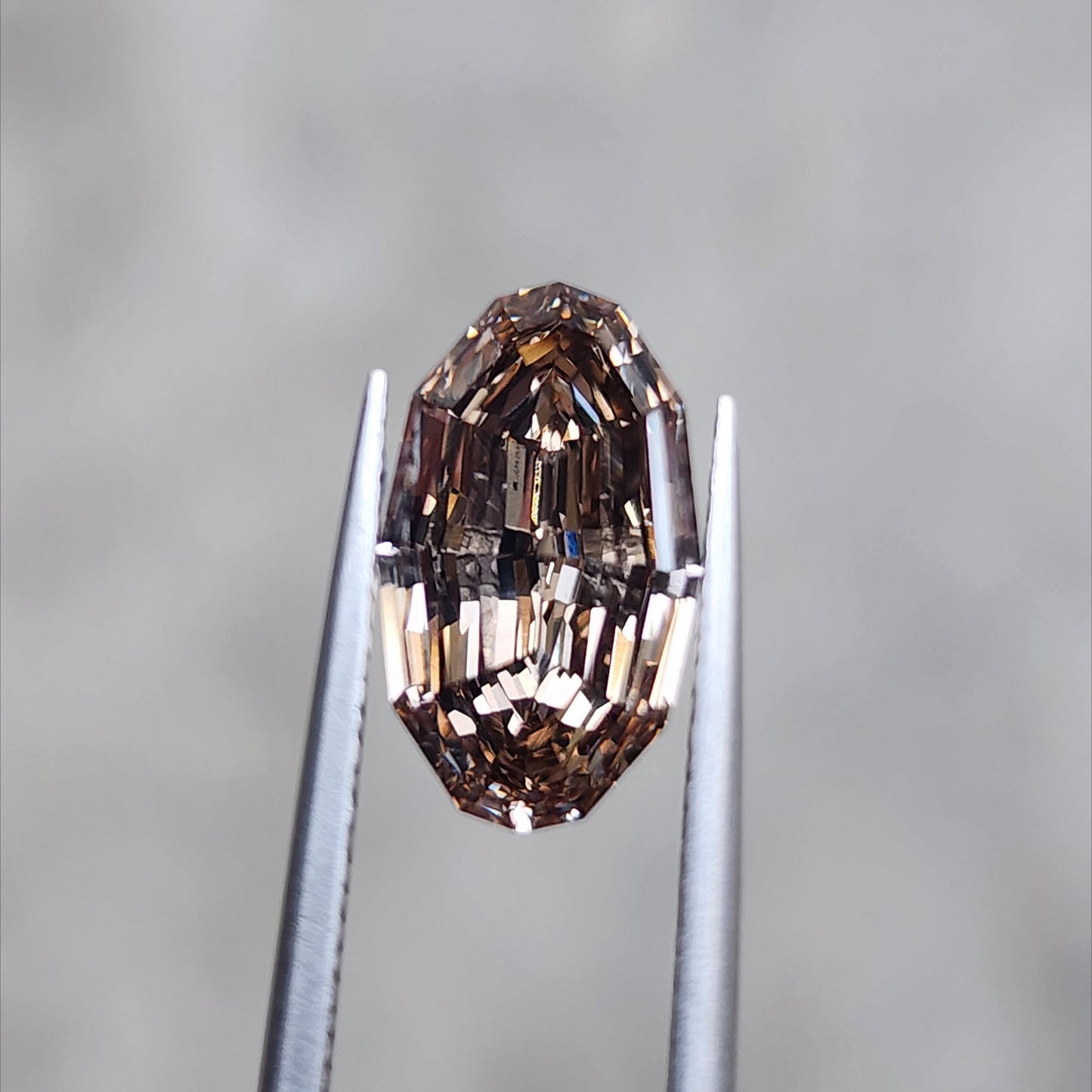 3.09ct Champagne Polygon Step Cut Oval Lab Diamond VS1