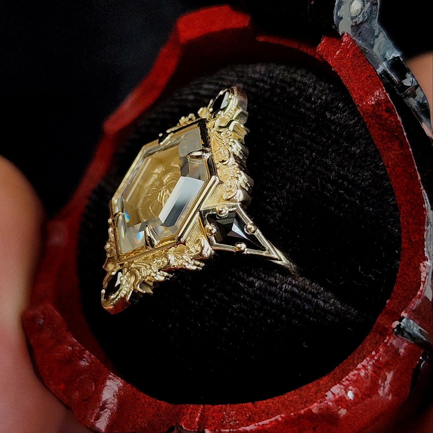 Anatomical Heart Shadowbox Ring  Gothic Alternative Fine Jewelry image 9