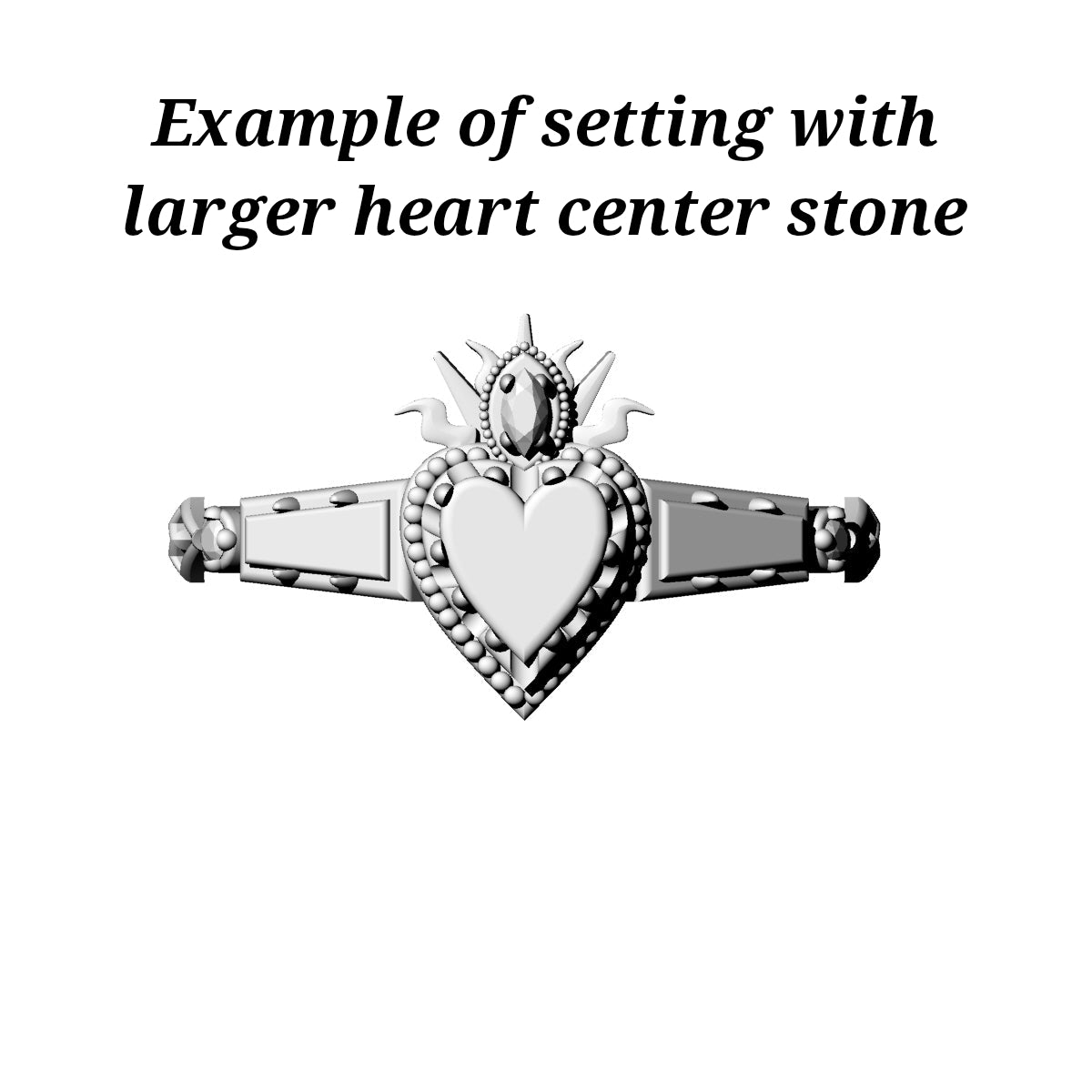 Big Cosmic Love - Burning Heart Ring with Heart Sapphire and Lab Diamonds