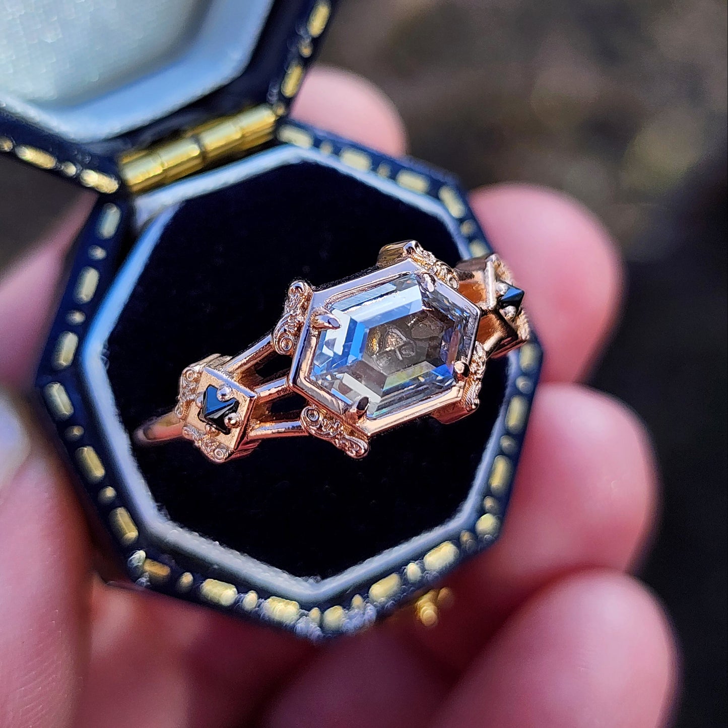 Hidden Skull Shadowbox Subtle Mourning Ring image 2