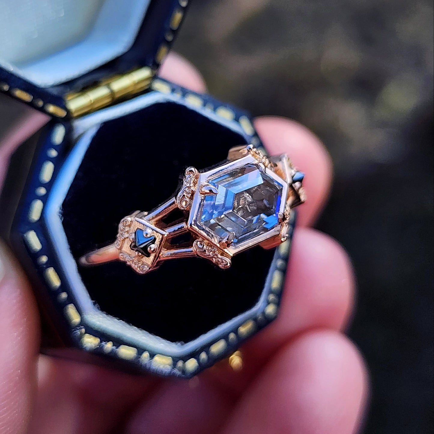 Hidden Skull Shadowbox Subtle Mourning Ring image 4