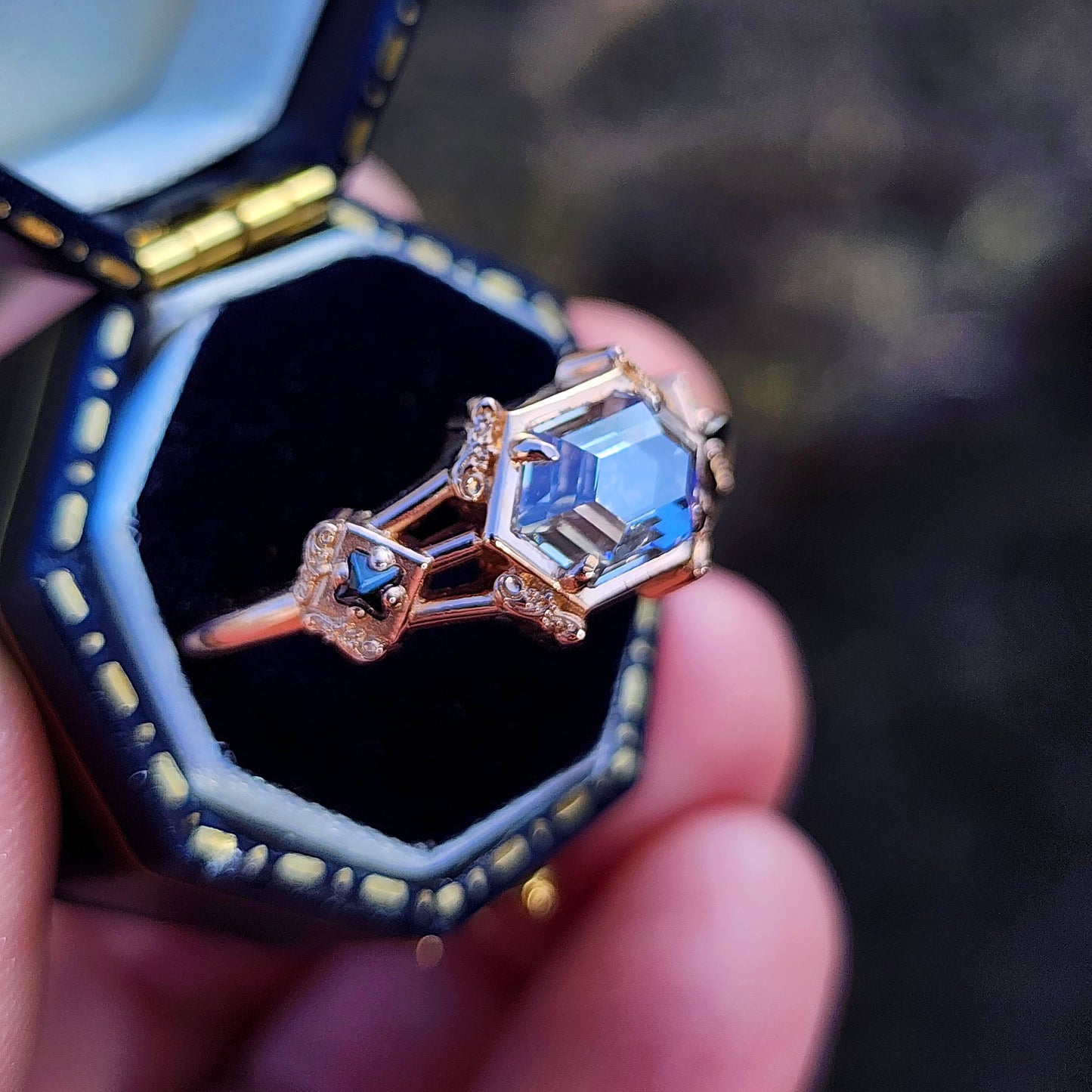 Hidden Skull Shadowbox Subtle Mourning Ring image 5