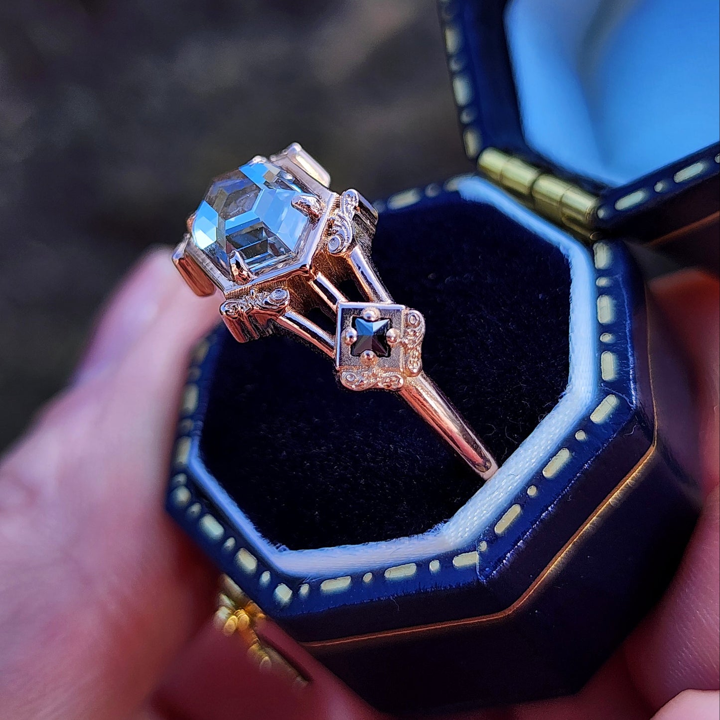 Hidden Skull Shadowbox Subtle Mourning Ring image 6