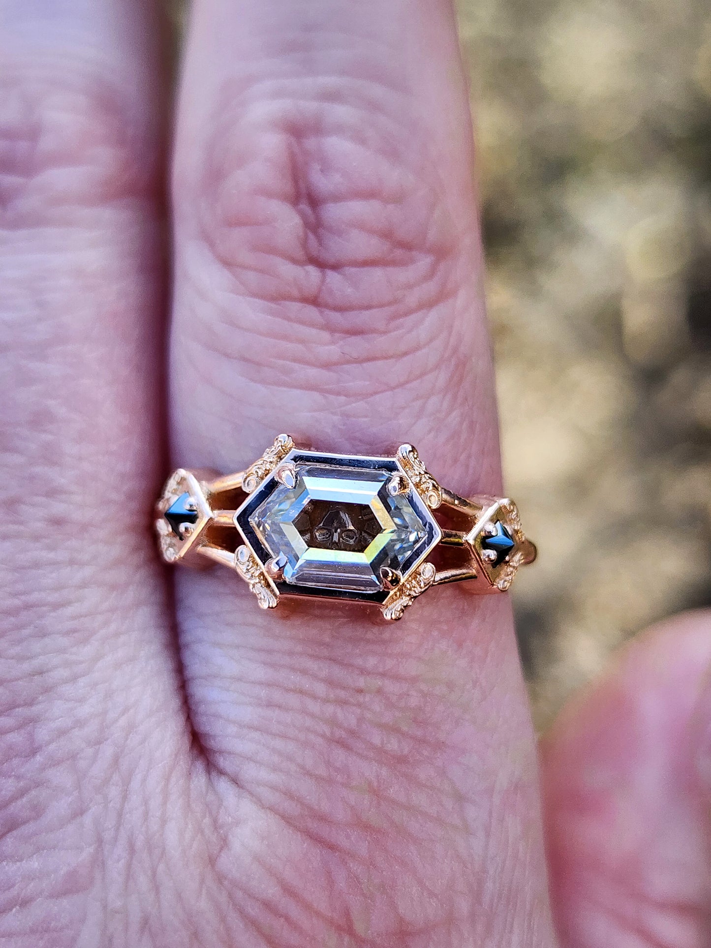 Hidden Skull Shadowbox Subtle Mourning Ring image 9