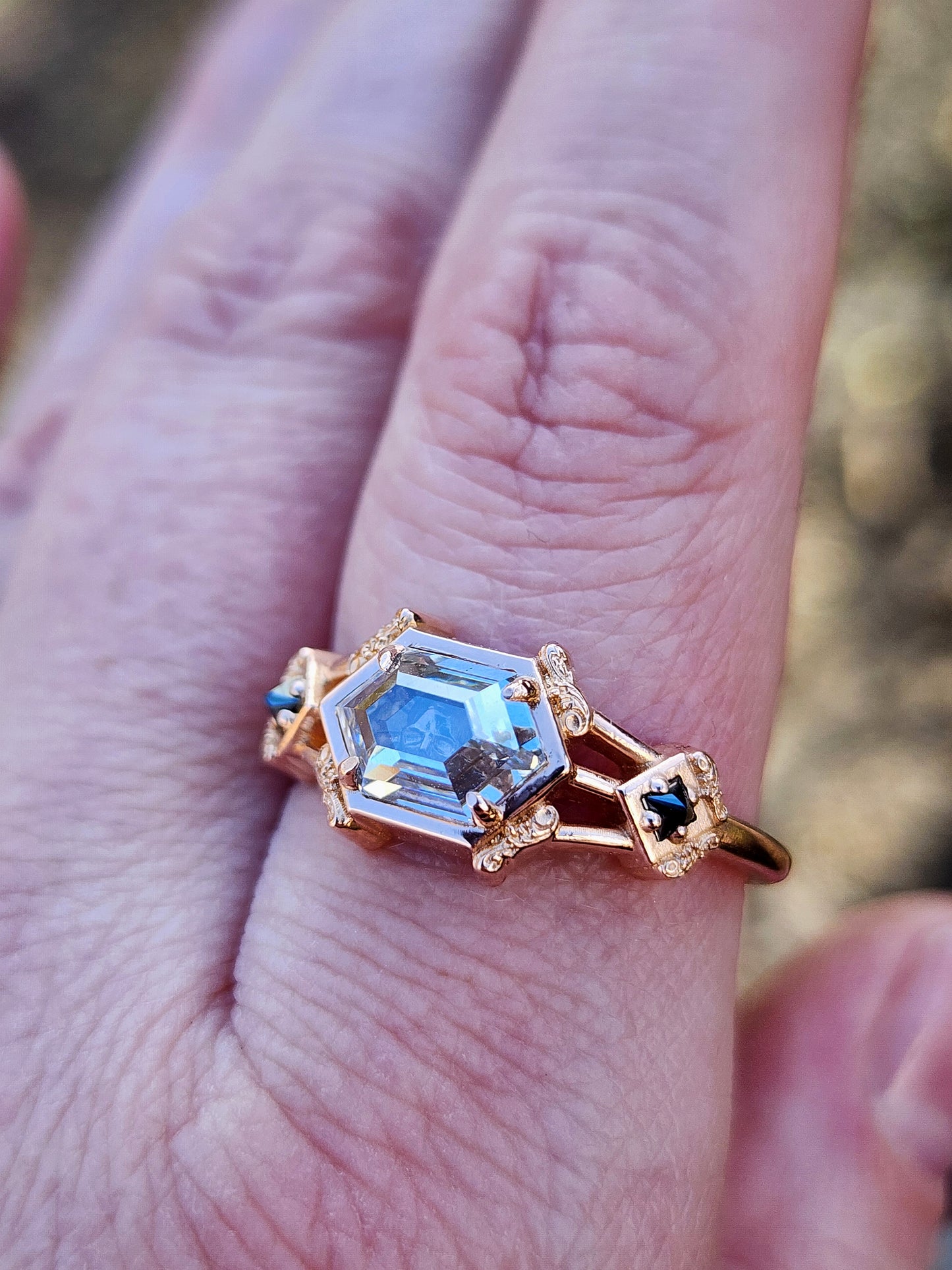 Hidden Skull Shadowbox Subtle Mourning Ring image 8