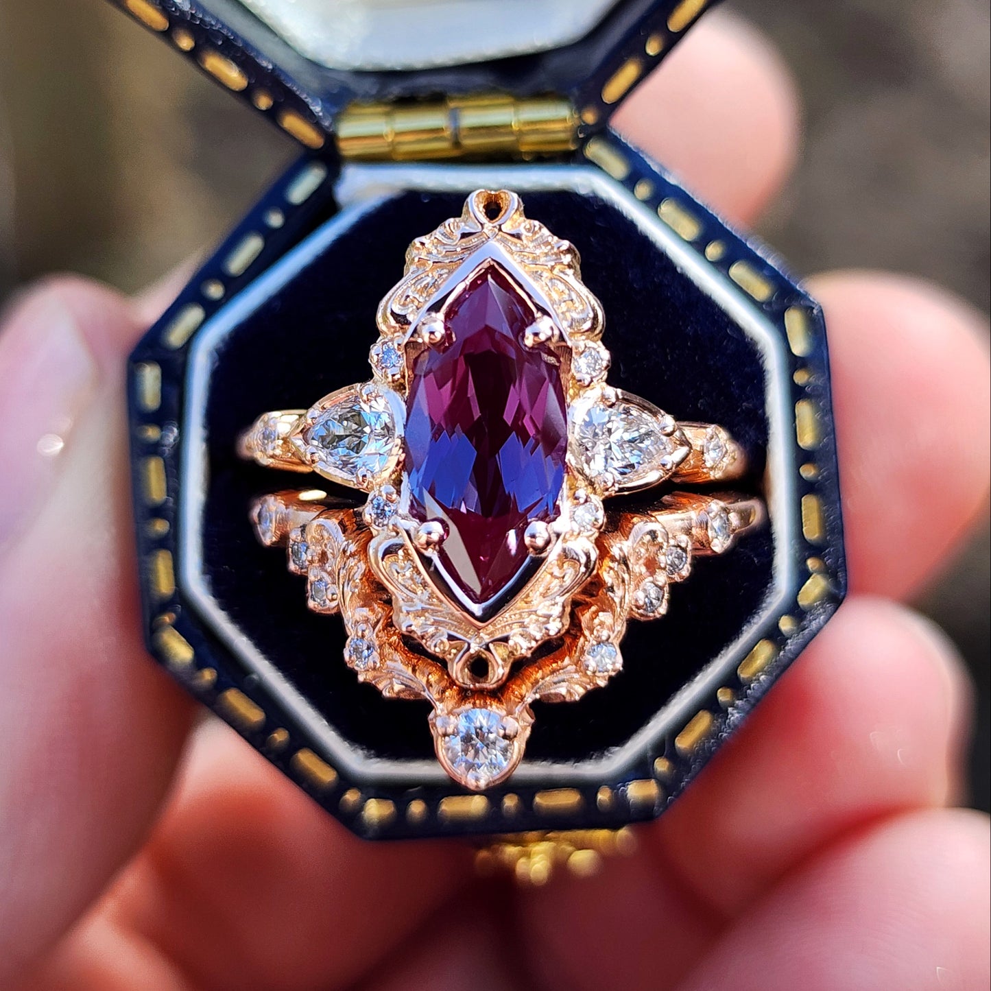 Alexandrite Odette Marquise Engagement Ring Set image 1