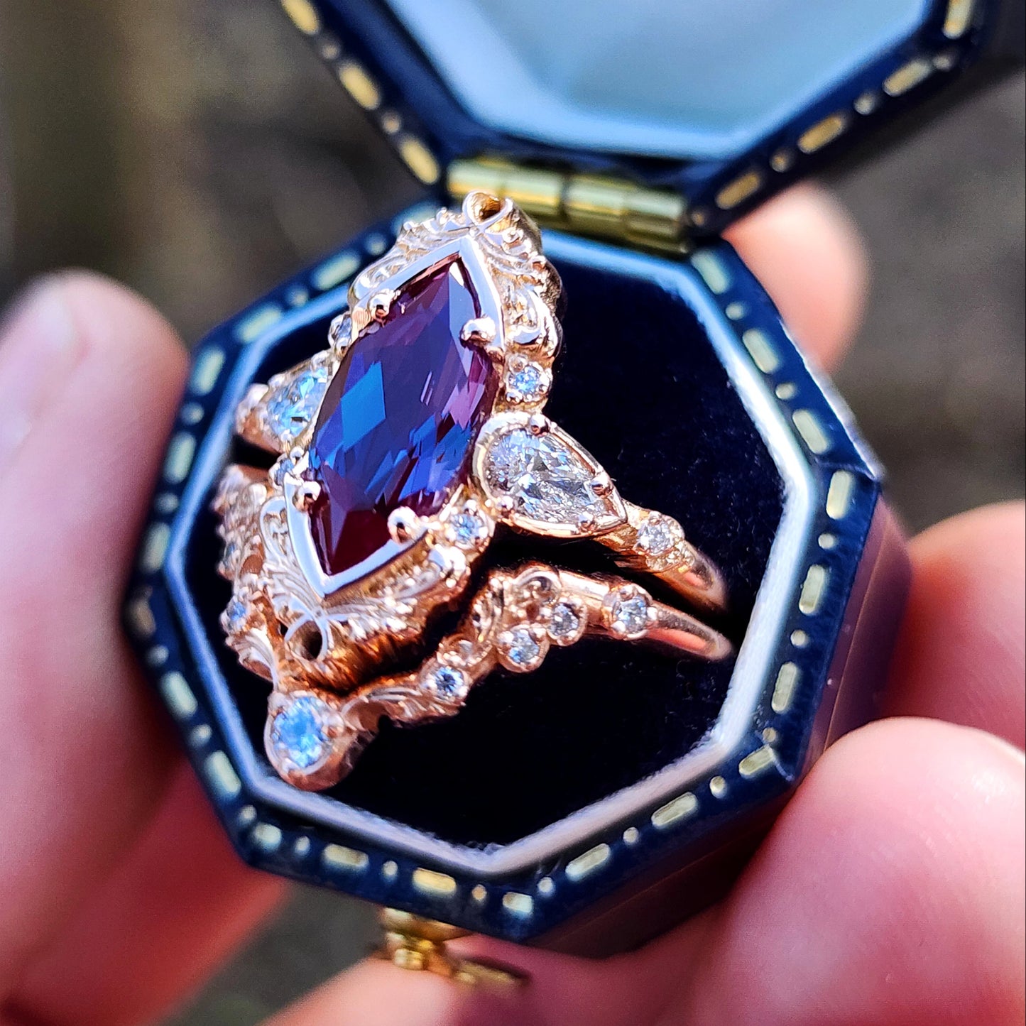 Alexandrite Odette Marquise Engagement Ring Set image 4