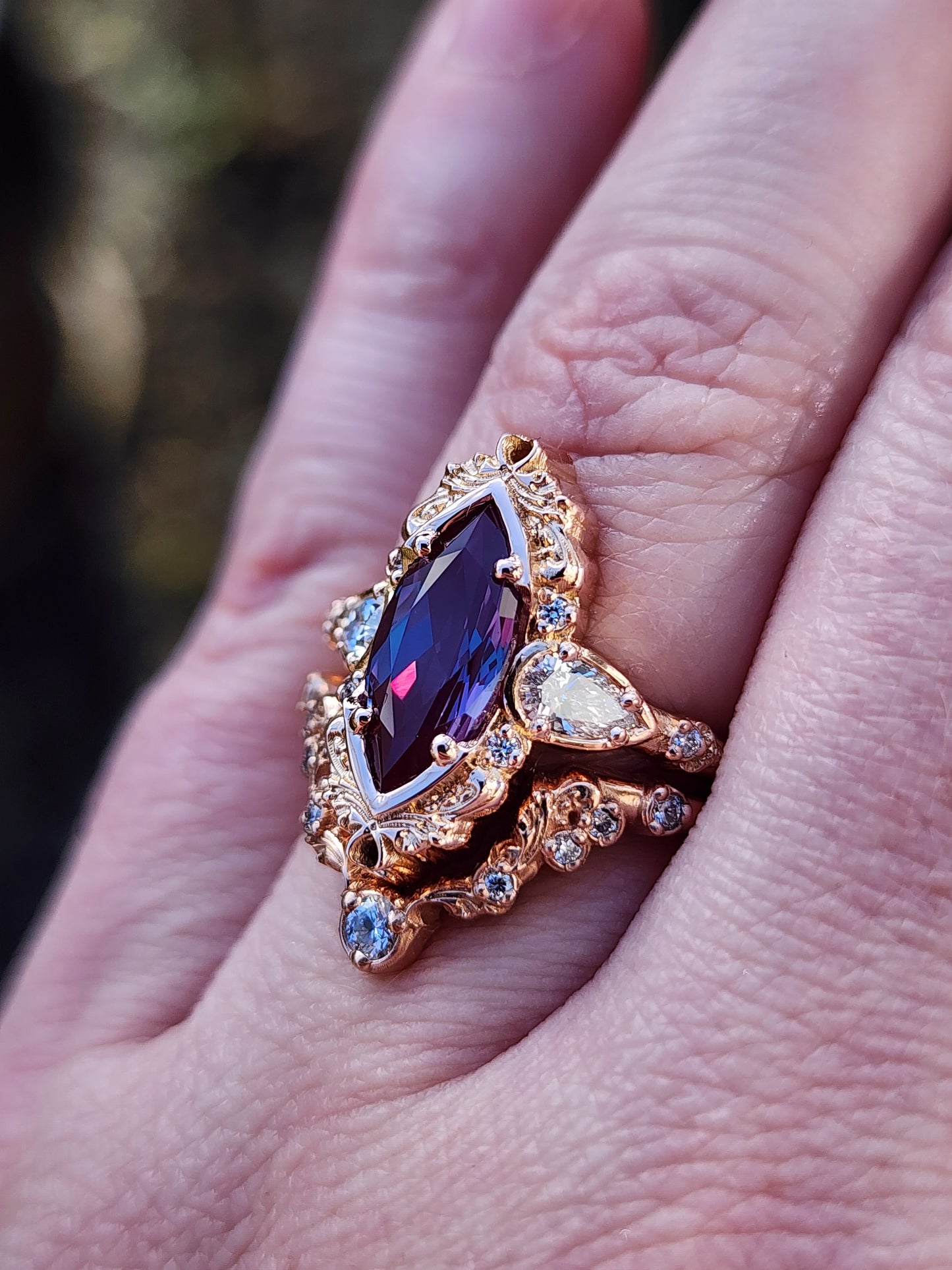 Alexandrite Odette Marquise Engagement Ring Set image 9