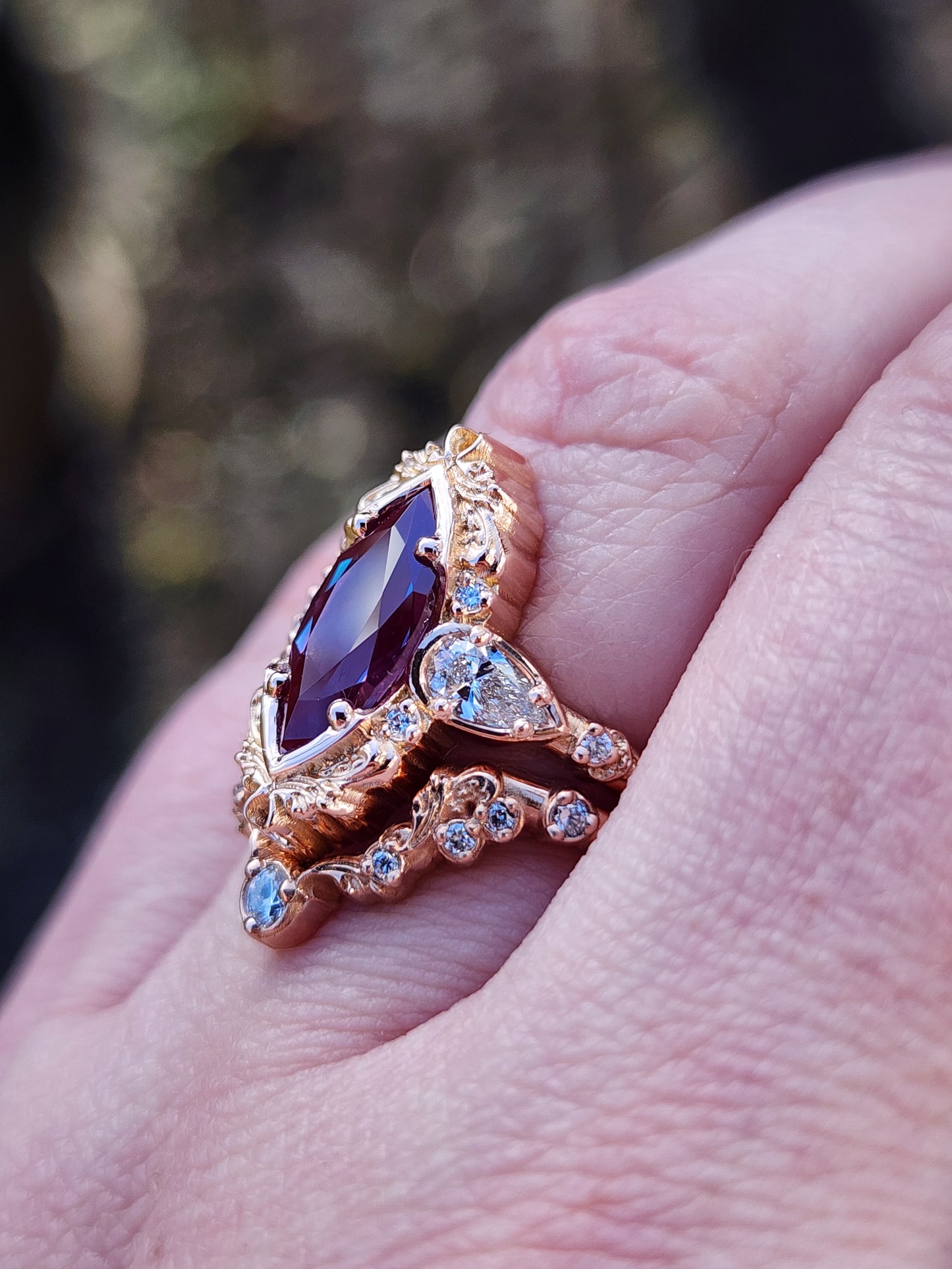Alexandrite Odette Marquise Engagement Ring Set image 7