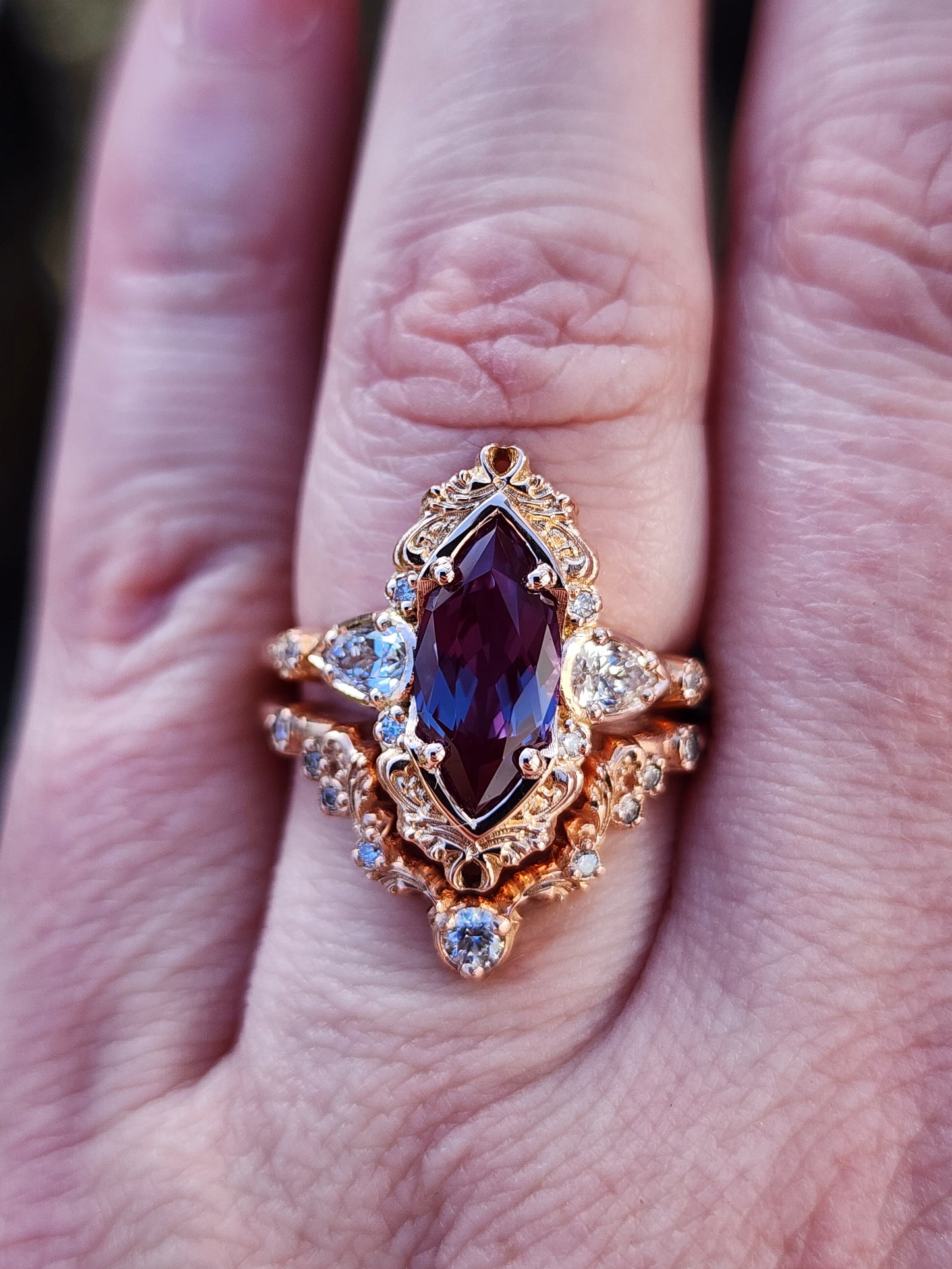 Alexandrite Odette Marquise Engagement Ring Set image 6