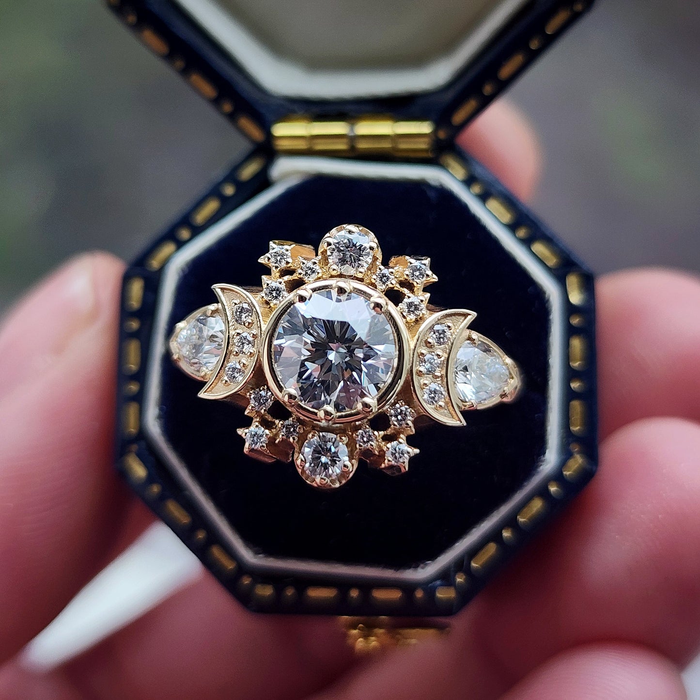 Infinite Cosmos Engagement Ring with Natural Diamonds Celestial 14k Yellow Gold image 3