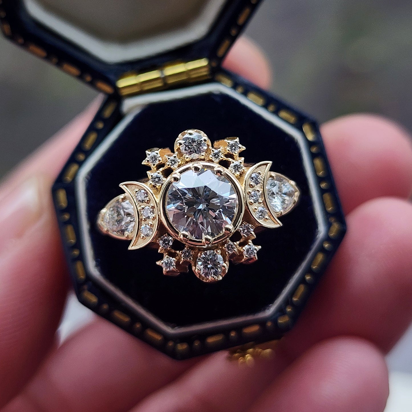 Infinite Cosmos Engagement Ring with Natural Diamonds Celestial 14k Yellow Gold image 4