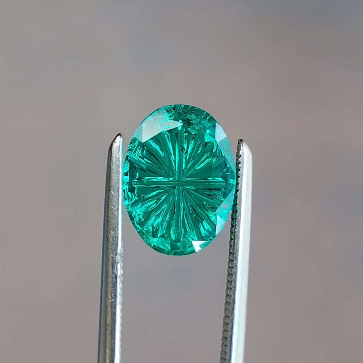 Lab Emerald Fantasy Cut Oval