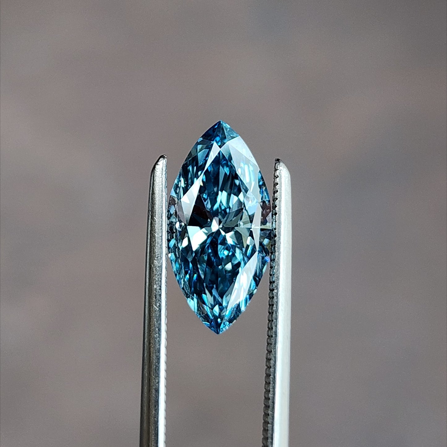 Marquise cut lab fancy vivid blue diamond