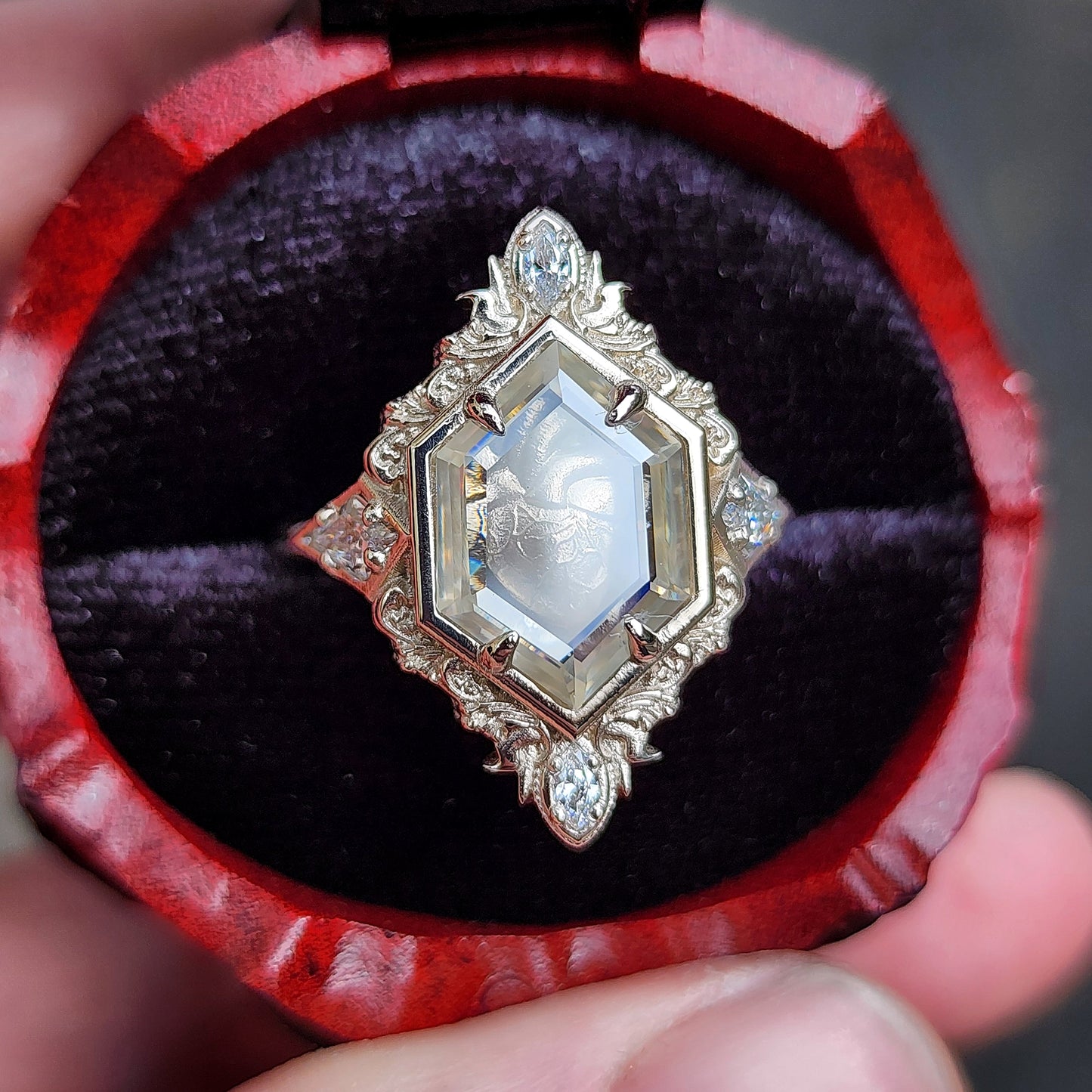 Anatomical Heart Shadowbox Ring by swankmetalsmithing 14k white gold image 8