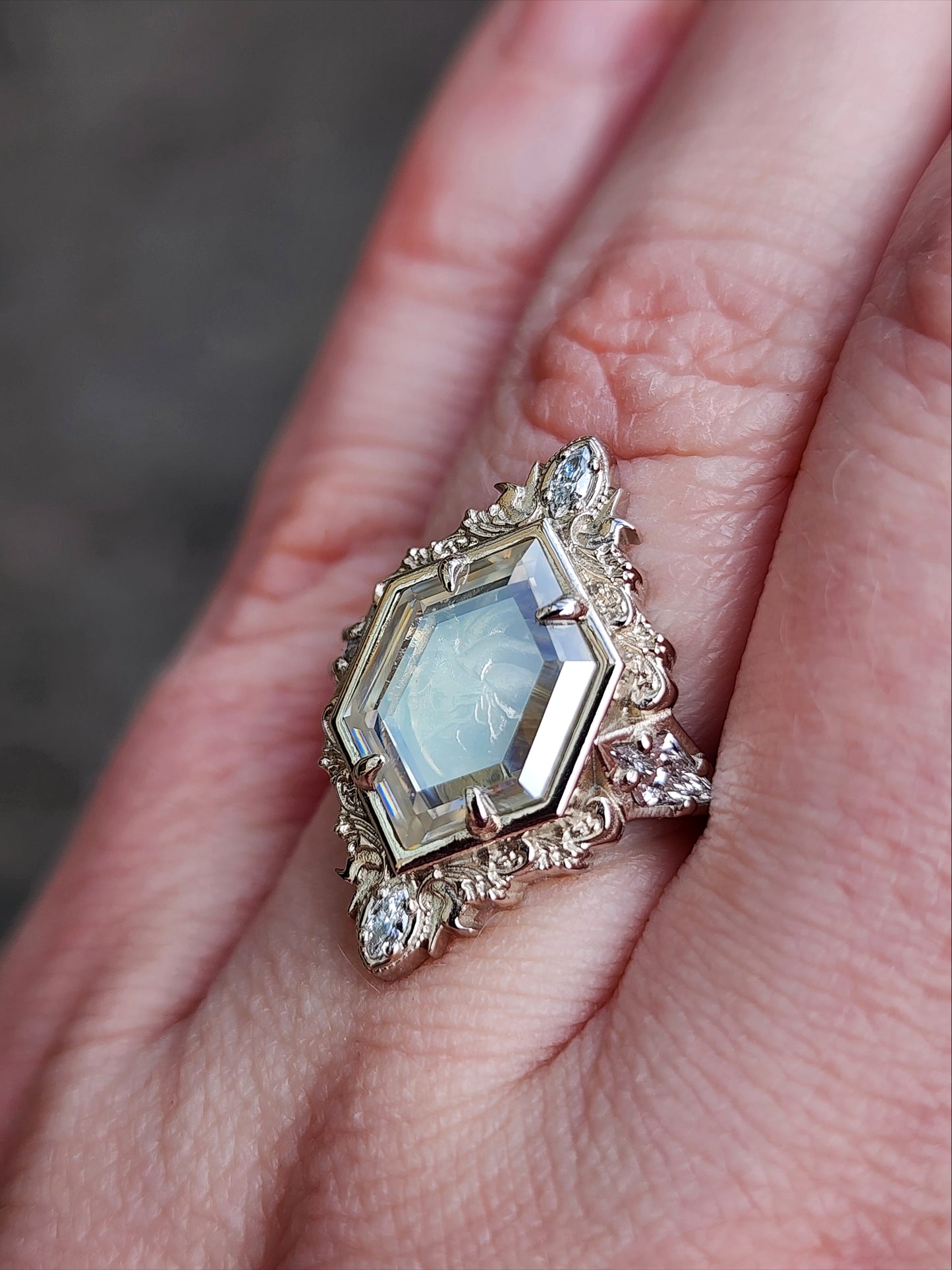 Anatomical Heart Shadowbox Ring by swankmetalsmithing 14k white gold image 14