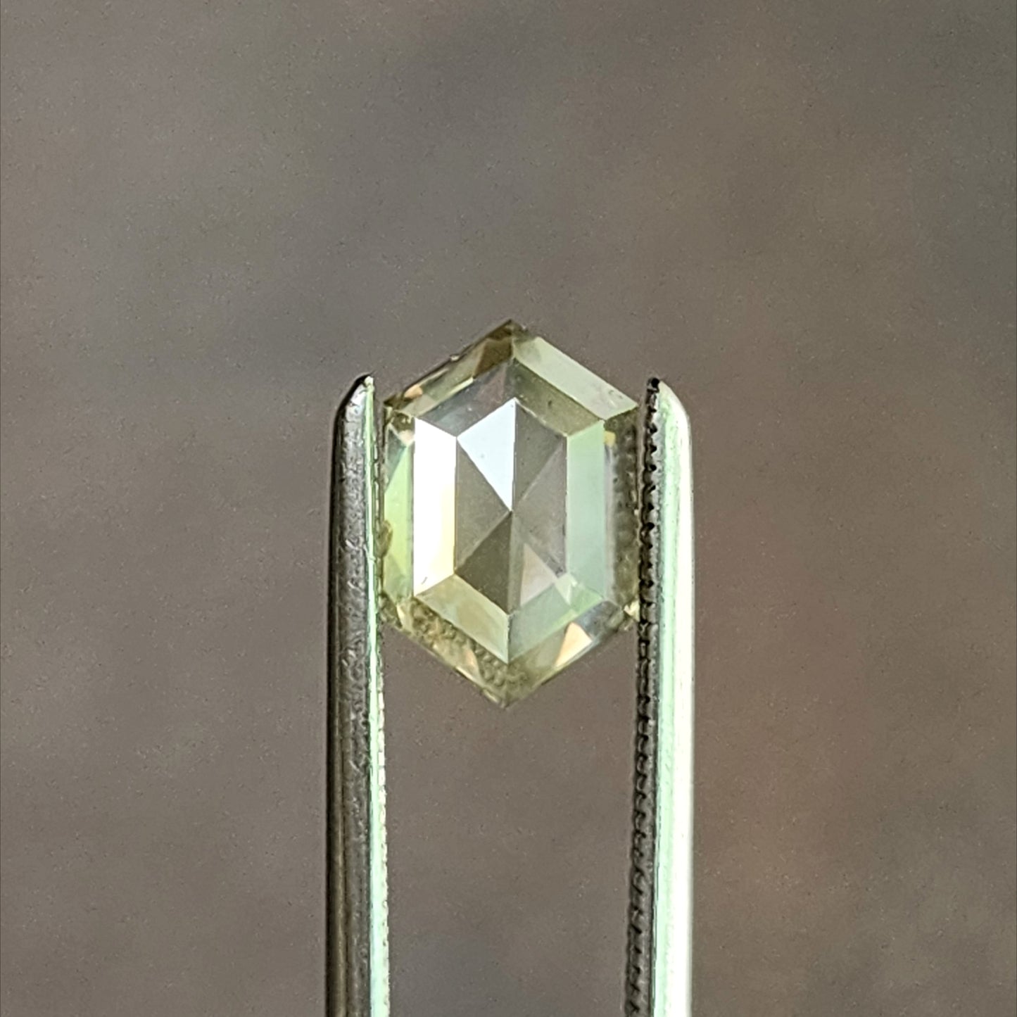 1.29ct Natural Diamond Rose Cut Elongated Hexagon Light Champagne