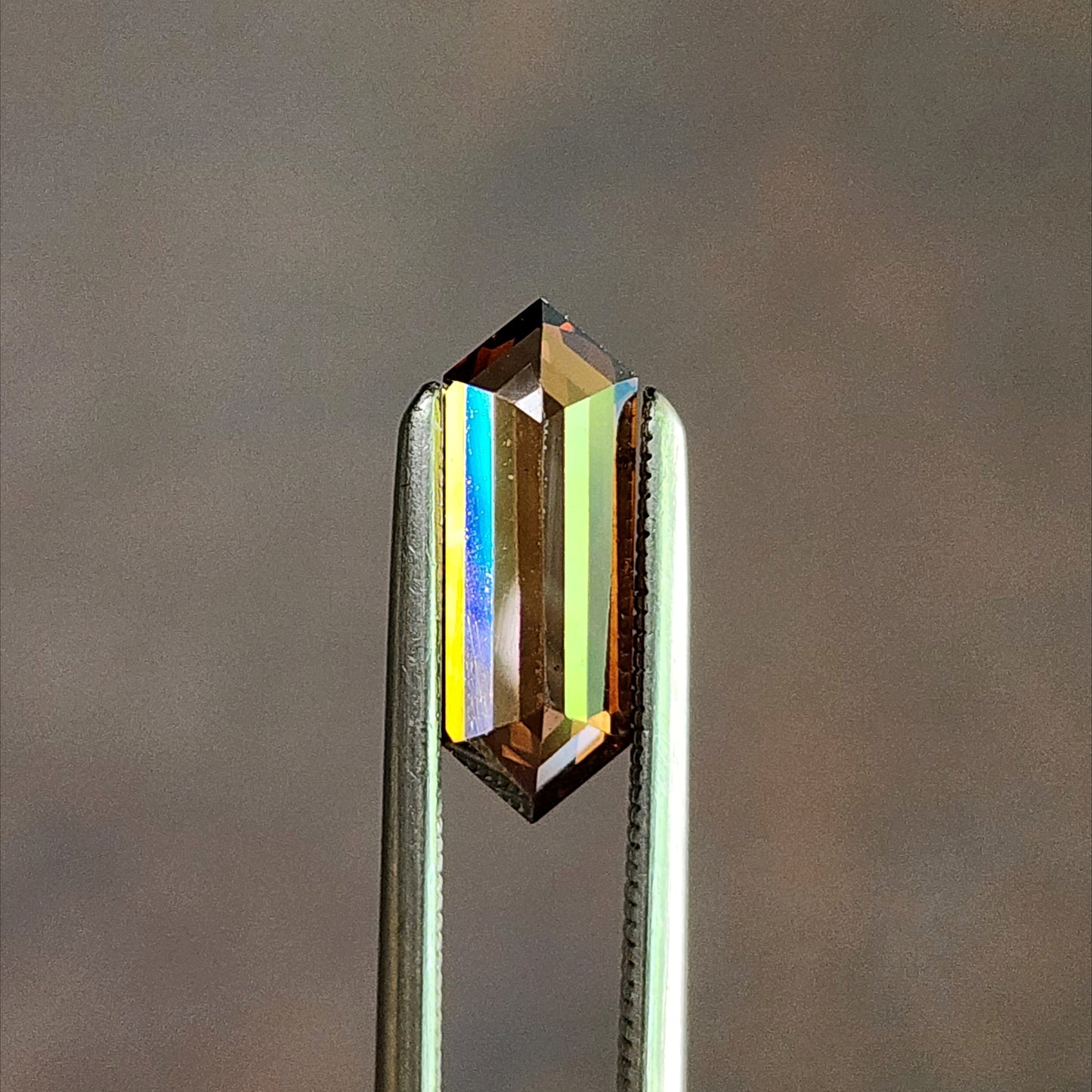 1.07ct Natural Diamond Rose Cut Elongated Hexagon Champagne Salt and Pepper