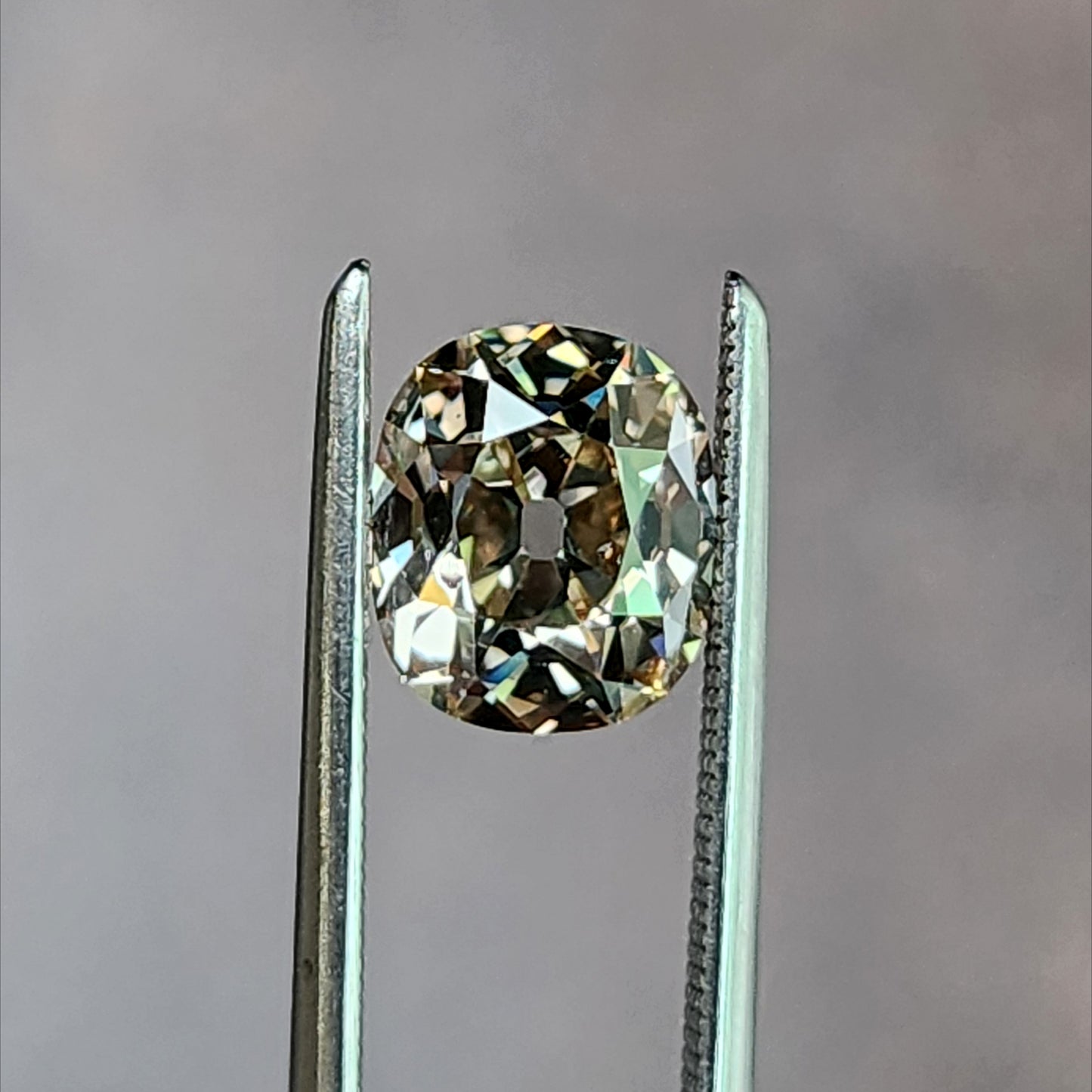 1.68ct Natural Champagne Diamond Cushion Old Mine Antique Cut