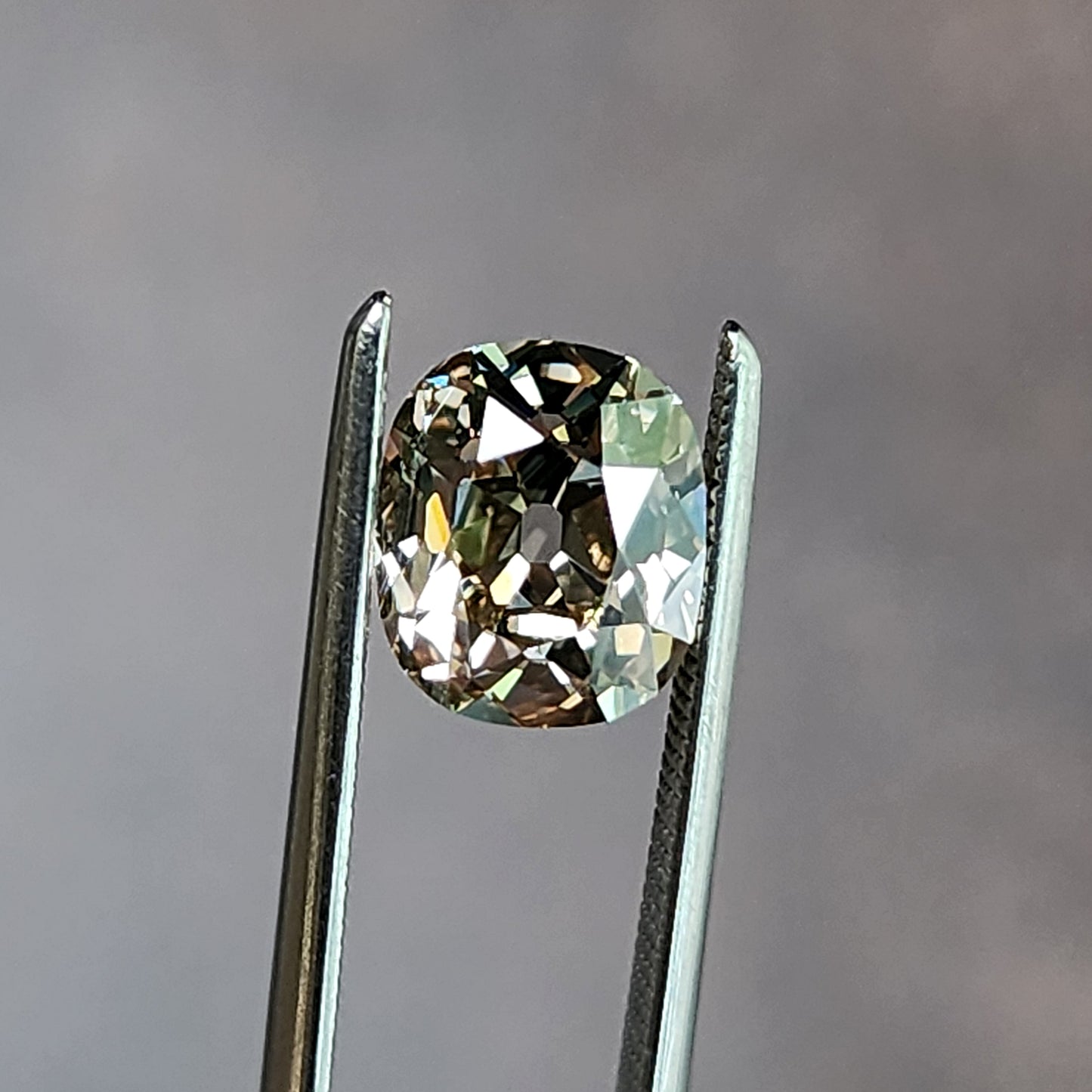 1.68ct Natural Champagne Diamond Cushion Old Mine Antique Cut