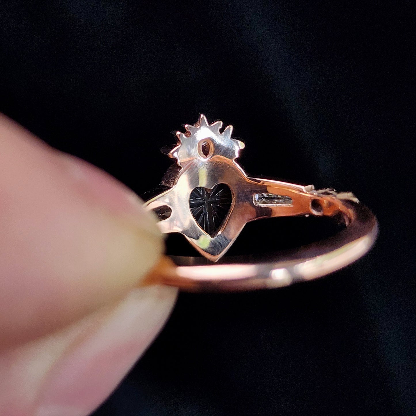 Cosmic Love Flaming Heart Ring with Blue Montana Sapphire in Rose Gold image 5