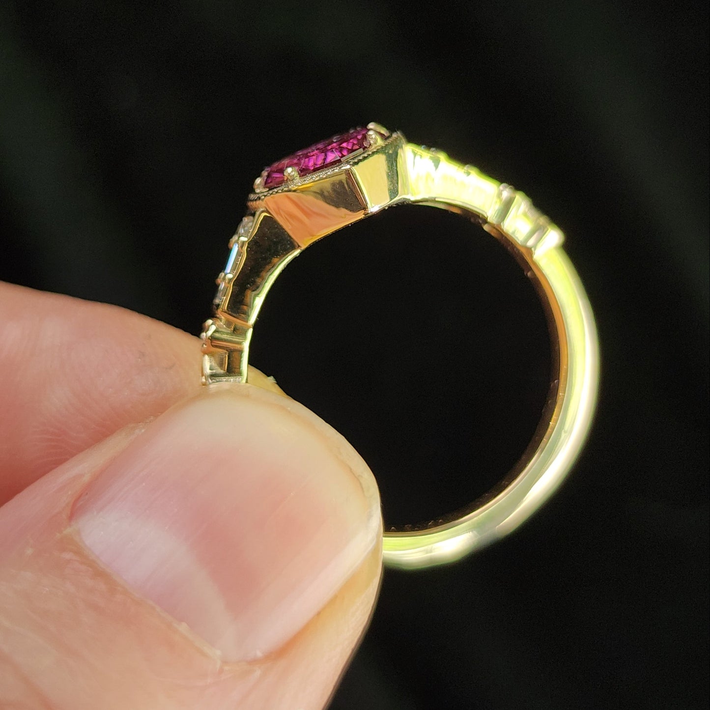 Cosmic Love Flaming Heart Ring with Pink Tourmaline 14k Yellow Gold image 5
