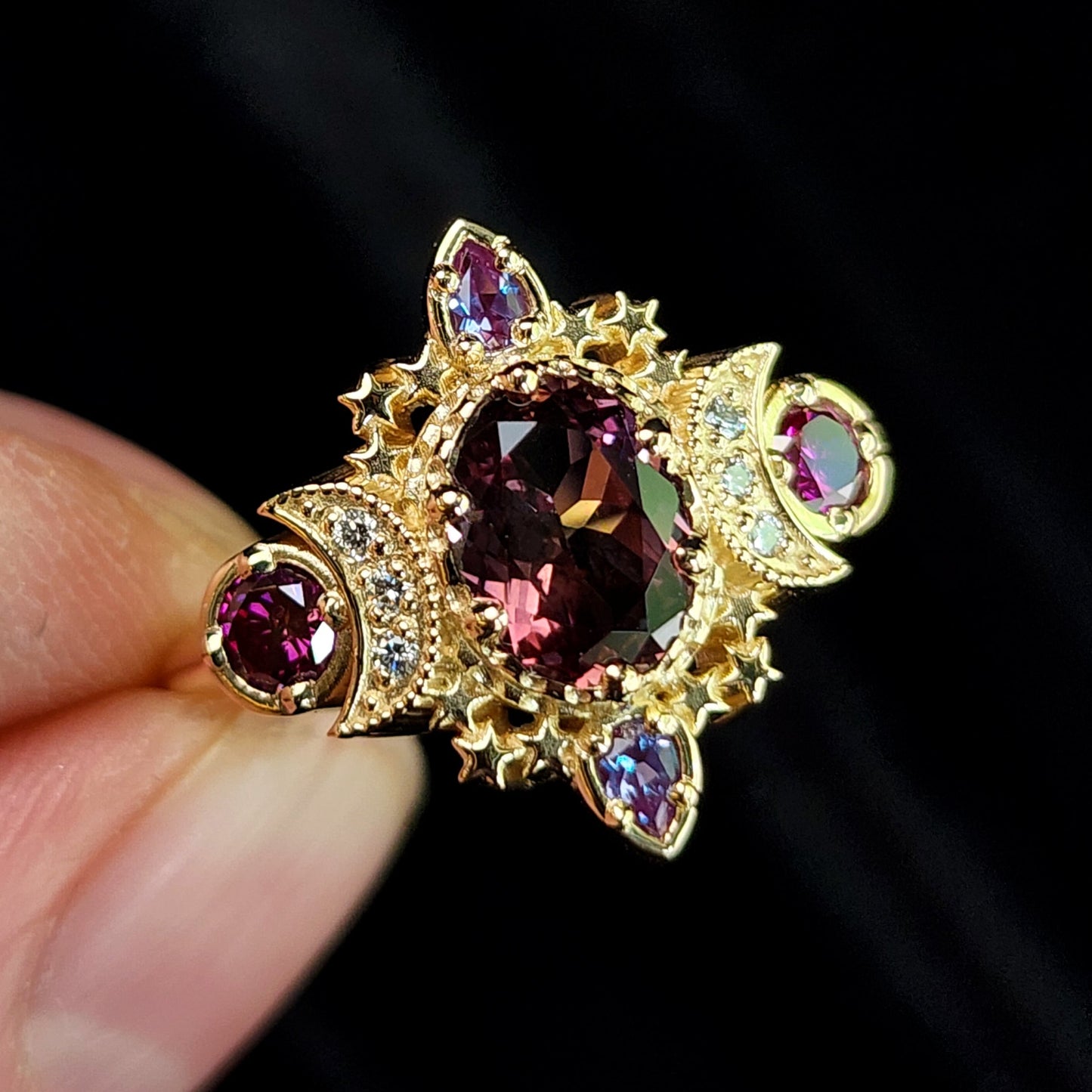 Sparkling Cosmos with Natural Cranberry Oval Sapphire and Alexandrite image 4