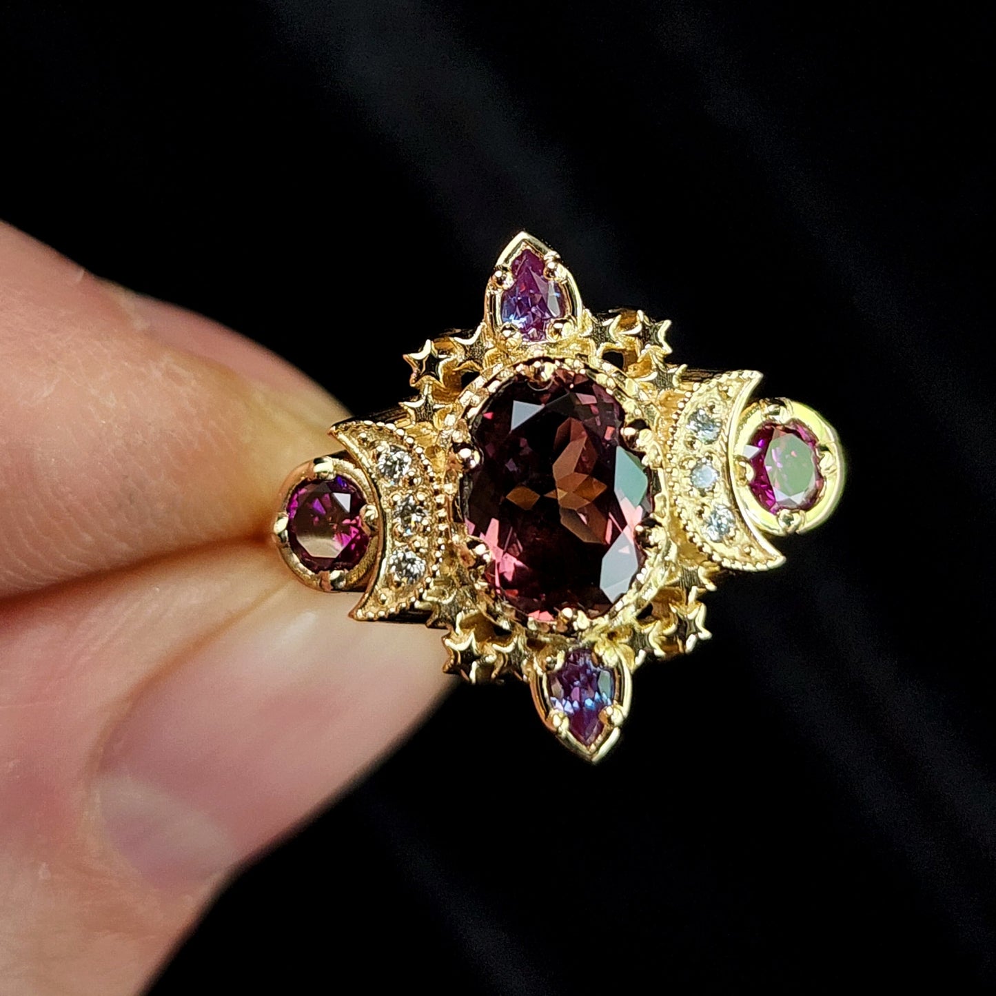Sparkling Cosmos with Natural Cranberry Oval Sapphire and Alexandrite image 1