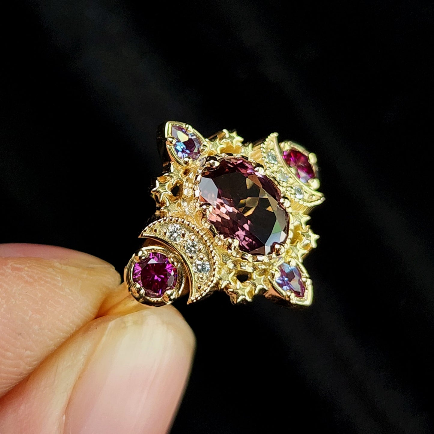 Sparkling Cosmos with Natural Cranberry Oval Sapphire and Alexandrite image 3