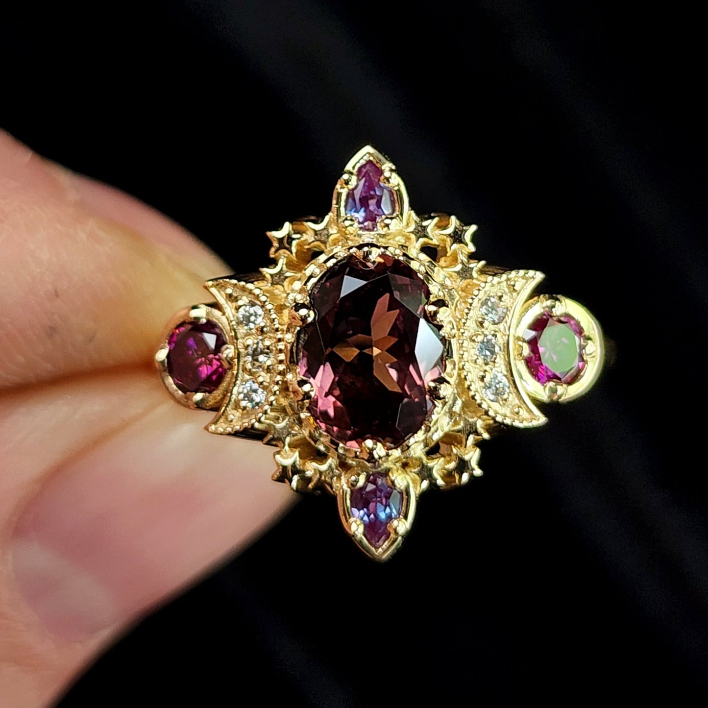 Sparkling Cosmos with Natural Cranberry Oval Sapphire and Alexandrite image 5