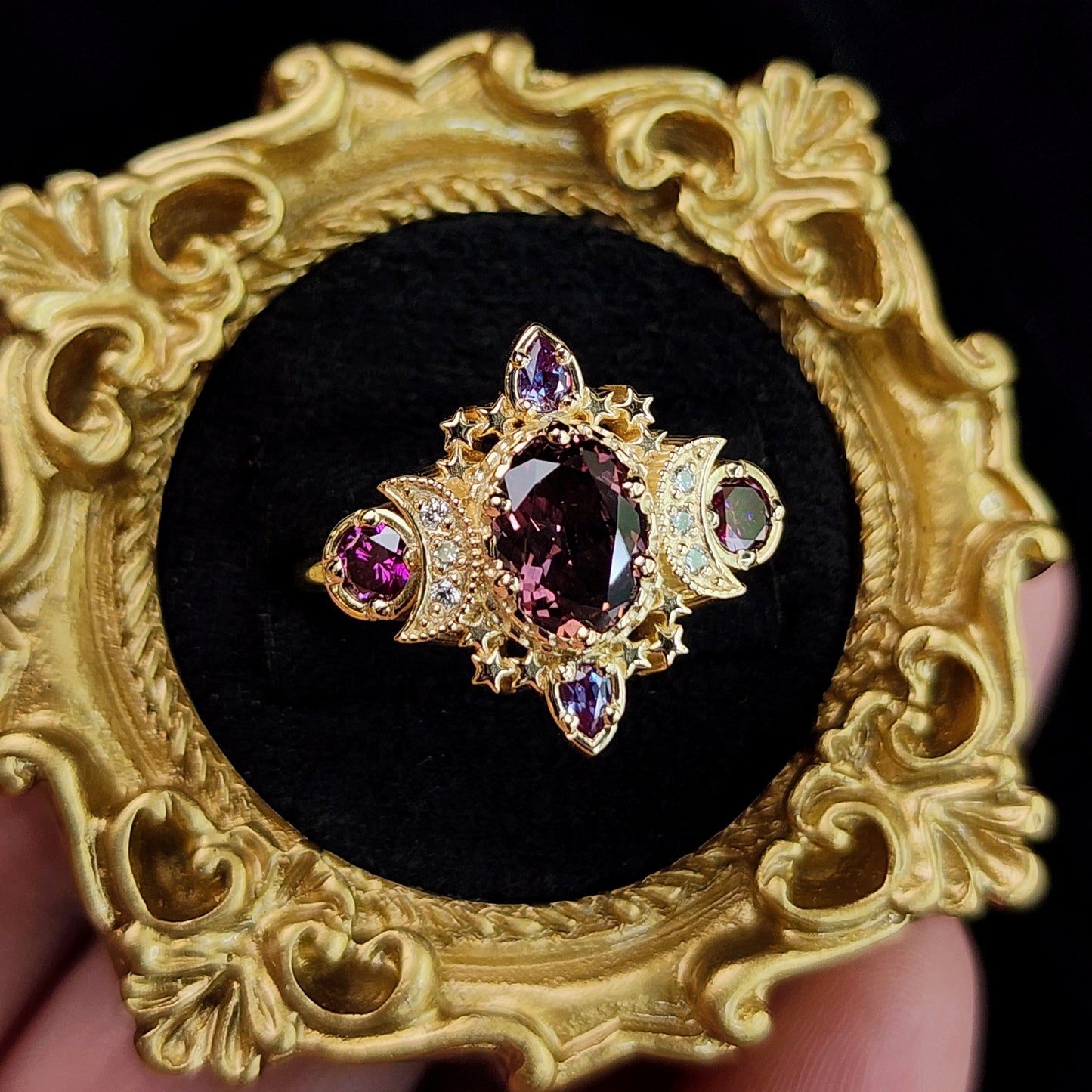 Sparkling Cosmos with Natural Cranberry Oval Sapphire and Alexandrite image 2