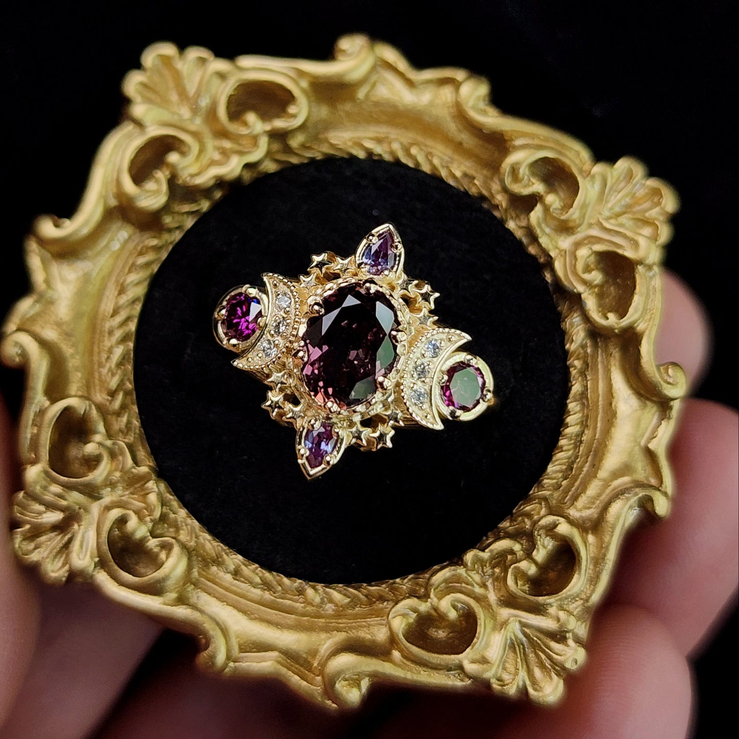 Sparkling Cosmos with Natural Cranberry Oval Sapphire and Alexandrite image 7