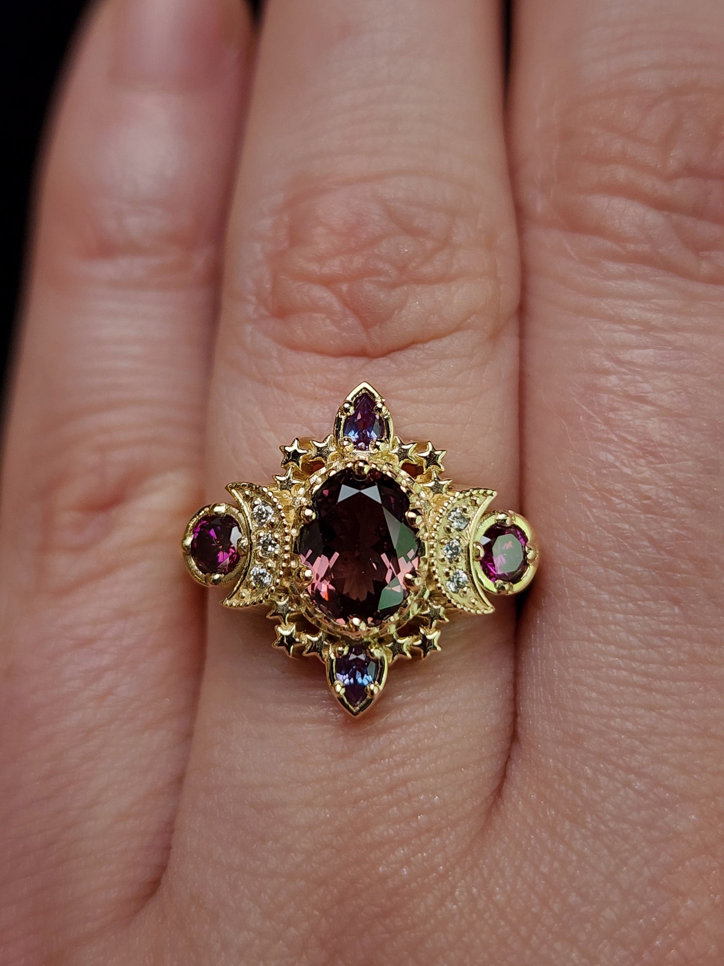 Sparkling Cosmos with Natural Cranberry Oval Sapphire and Alexandrite image 8