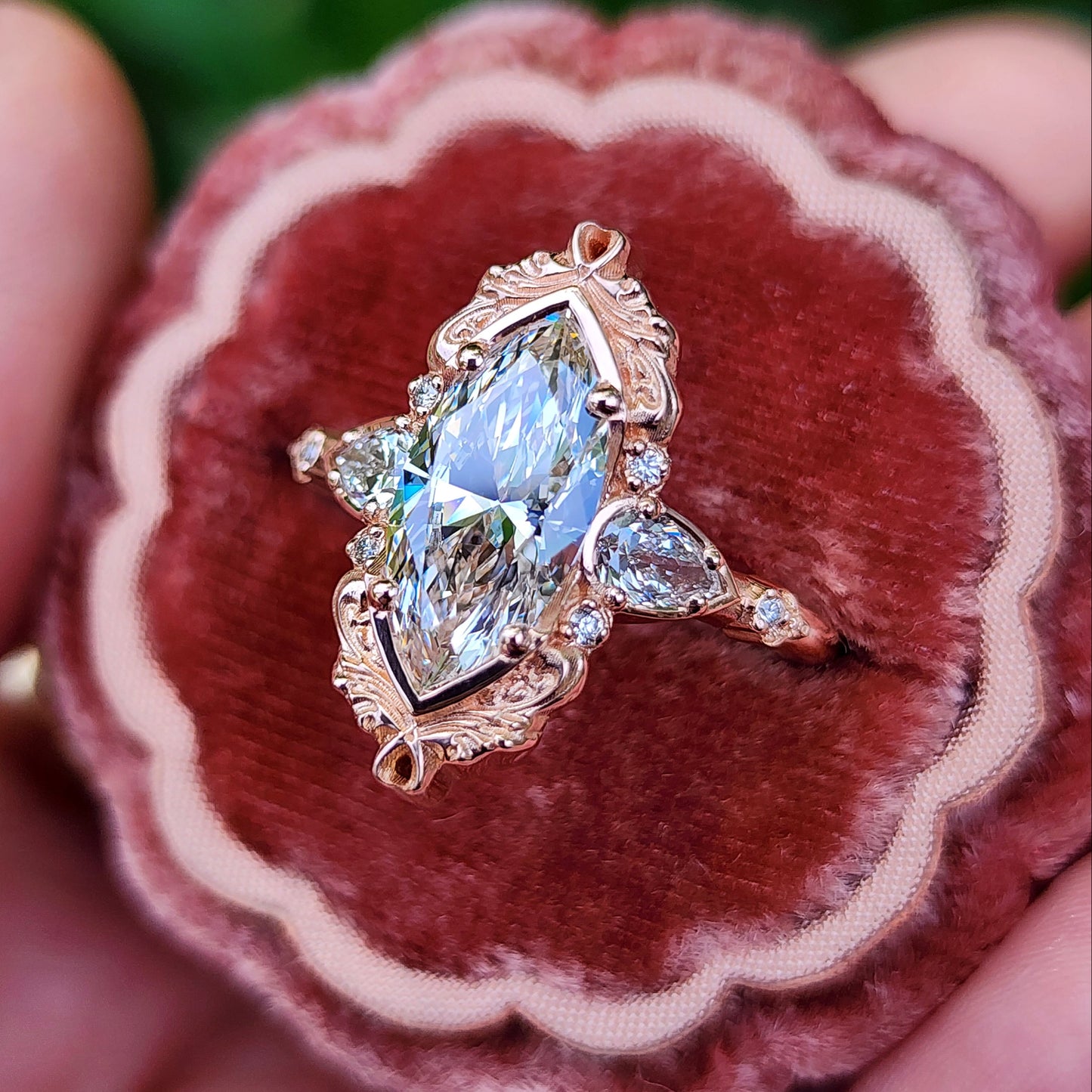 2.34ct Lab Diamond Marquise Odette Engagement Ring 14k Rose Gold image 4