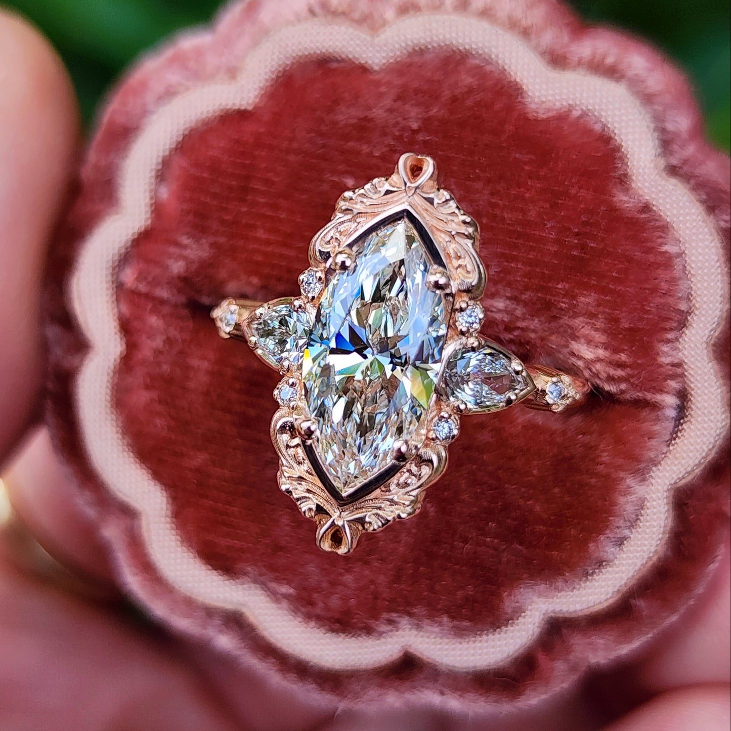 2.34ct Lab Diamond Marquise Odette Engagement Ring 14k Rose Gold image 2