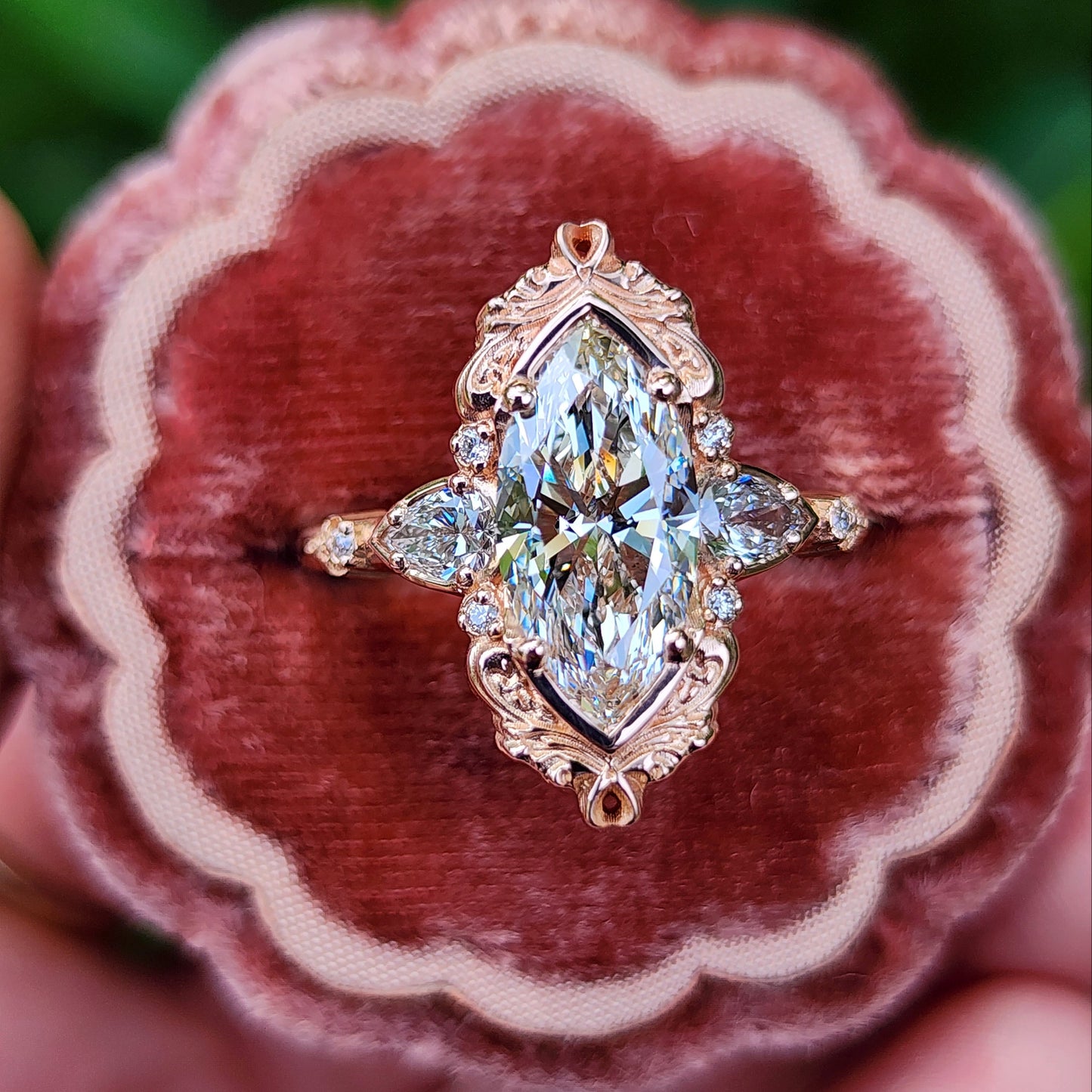 2.34ct Lab Diamond Marquise Odette Engagement Ring 14k Rose Gold image 3