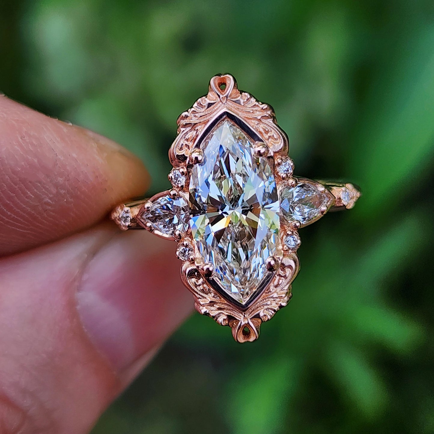 2.34ct Lab Diamond Marquise Odette Engagement Ring 14k Rose Gold image 1