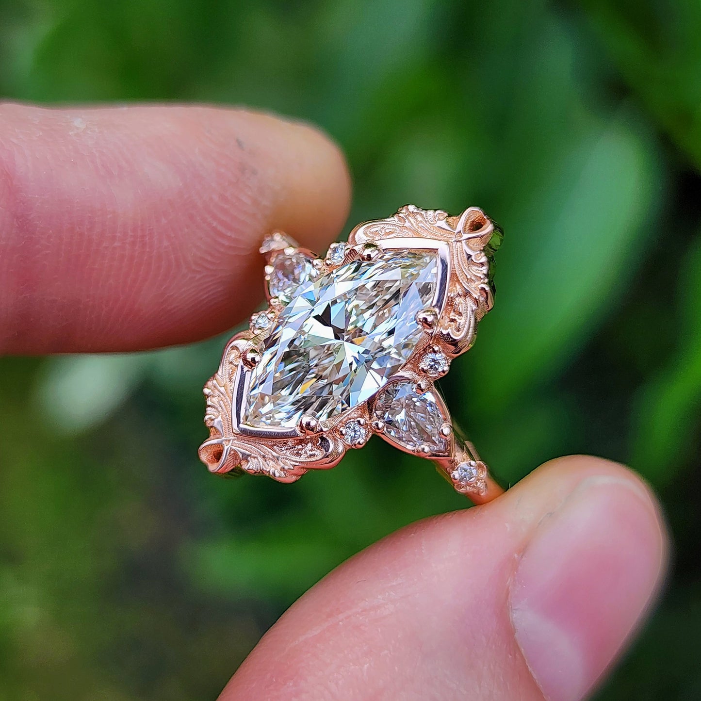 2.34ct Lab Diamond Marquise Odette Engagement Ring 14k Rose Gold image 9