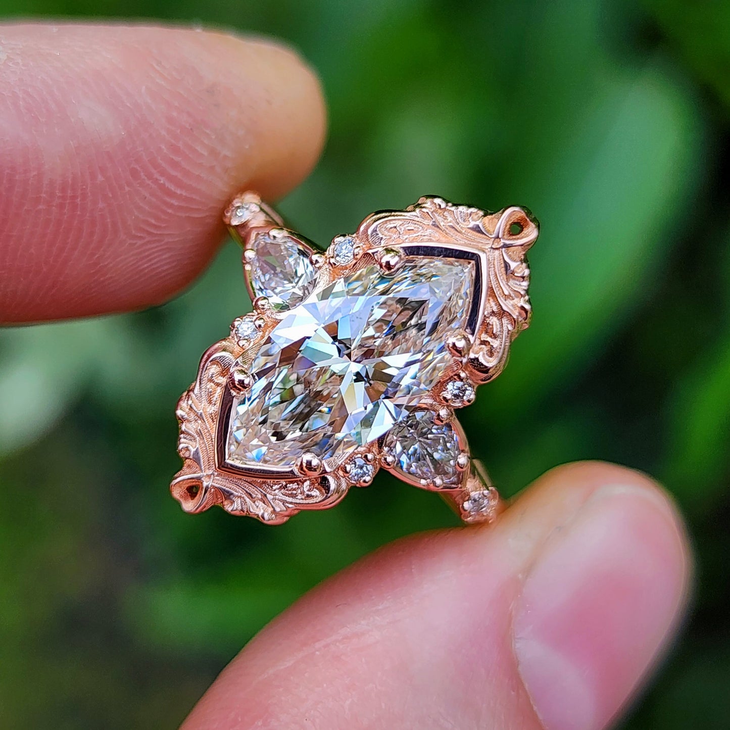 2.34ct Lab Diamond Marquise Odette Engagement Ring 14k Rose Gold image 7