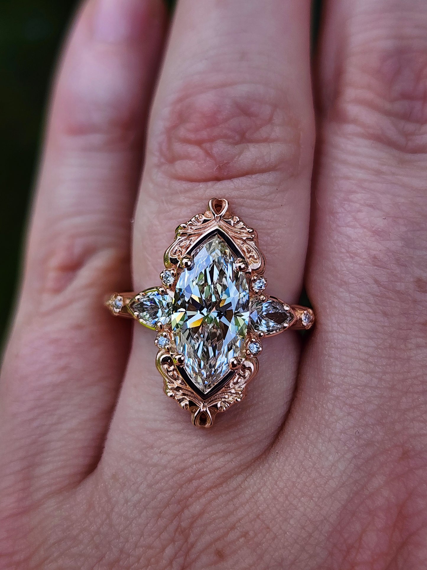 2.34ct Lab Diamond Marquise Odette Engagement Ring 14k Rose Gold image 10